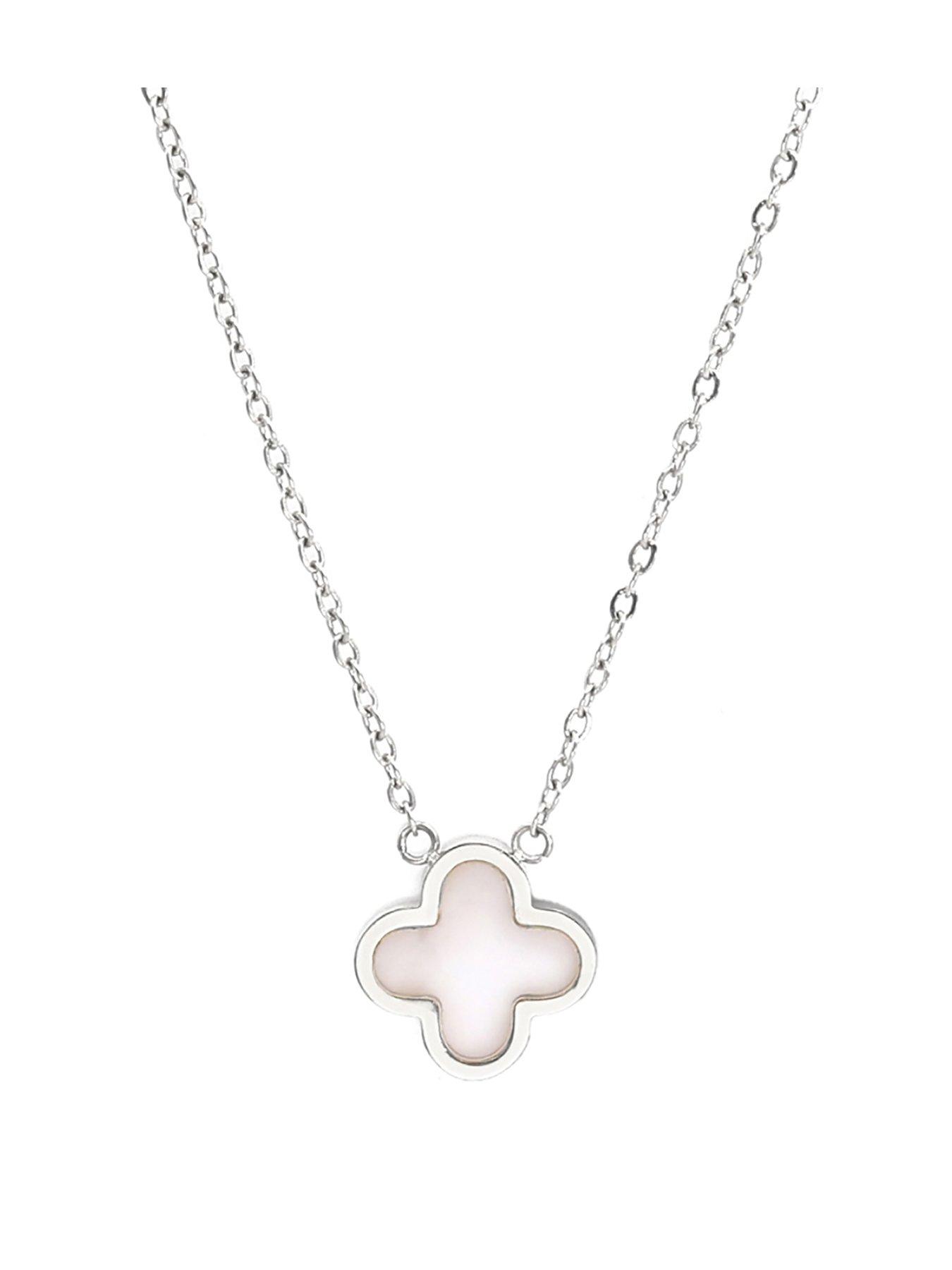 Say It With Crystal Clover Necklace Rose Quartz - Silver