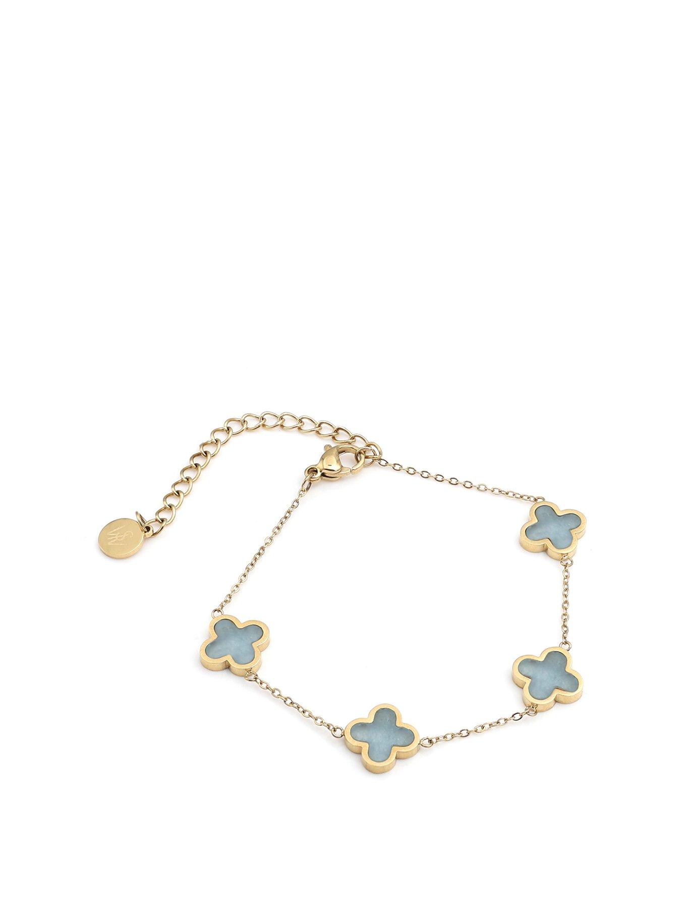 undefined Crystal Clover Bracelet Turquoise - Gold