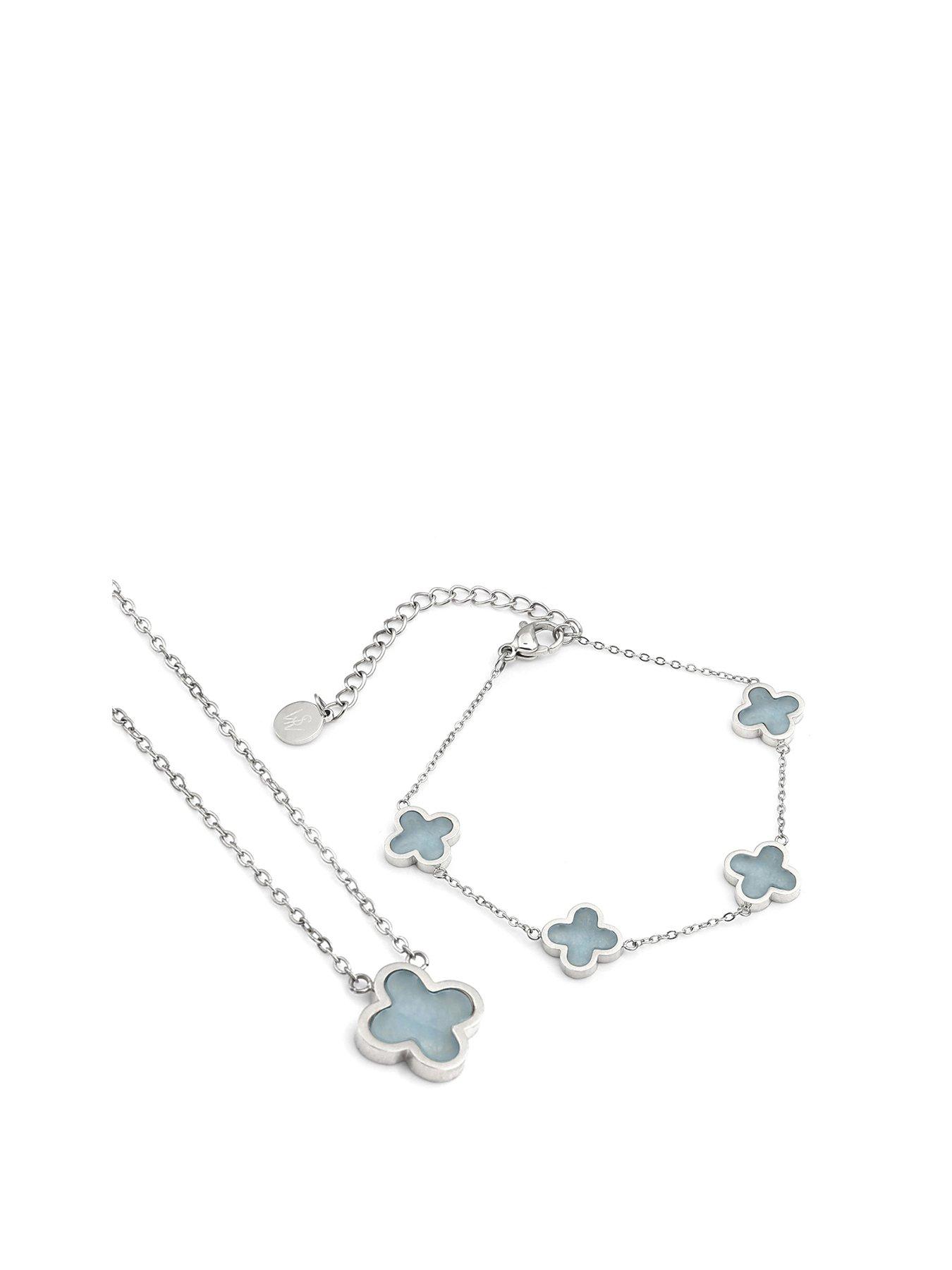 undefined Crystal Clover Turquoise Gift Set - Silver