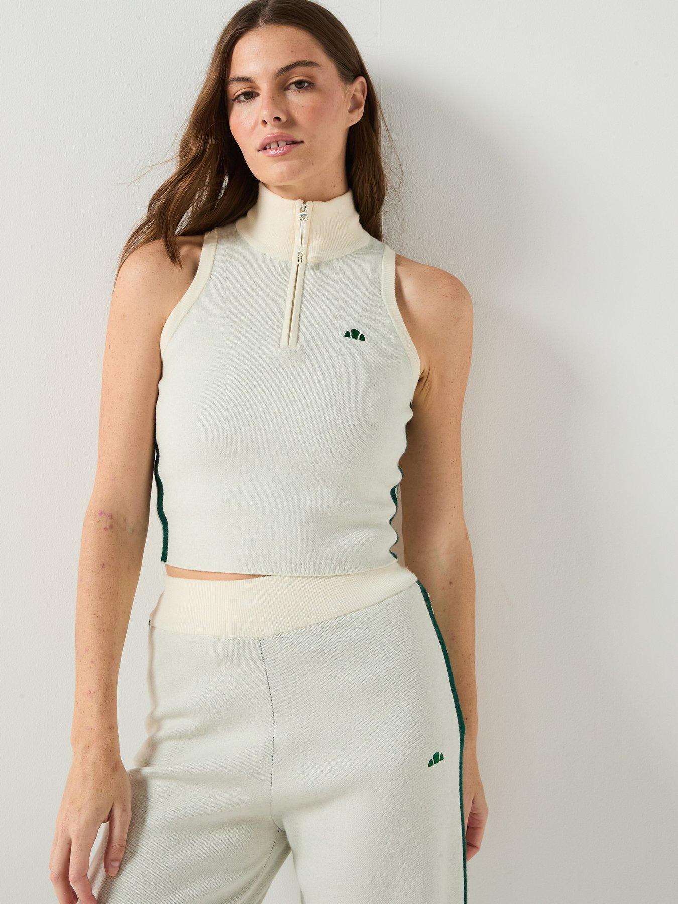  image of ellesse-womens-surista-knitted-14-zip-top-off-white