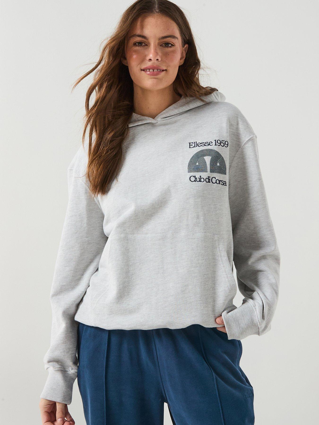  image of ellesse-womens-club-di-corsa-hoodie-light-grey