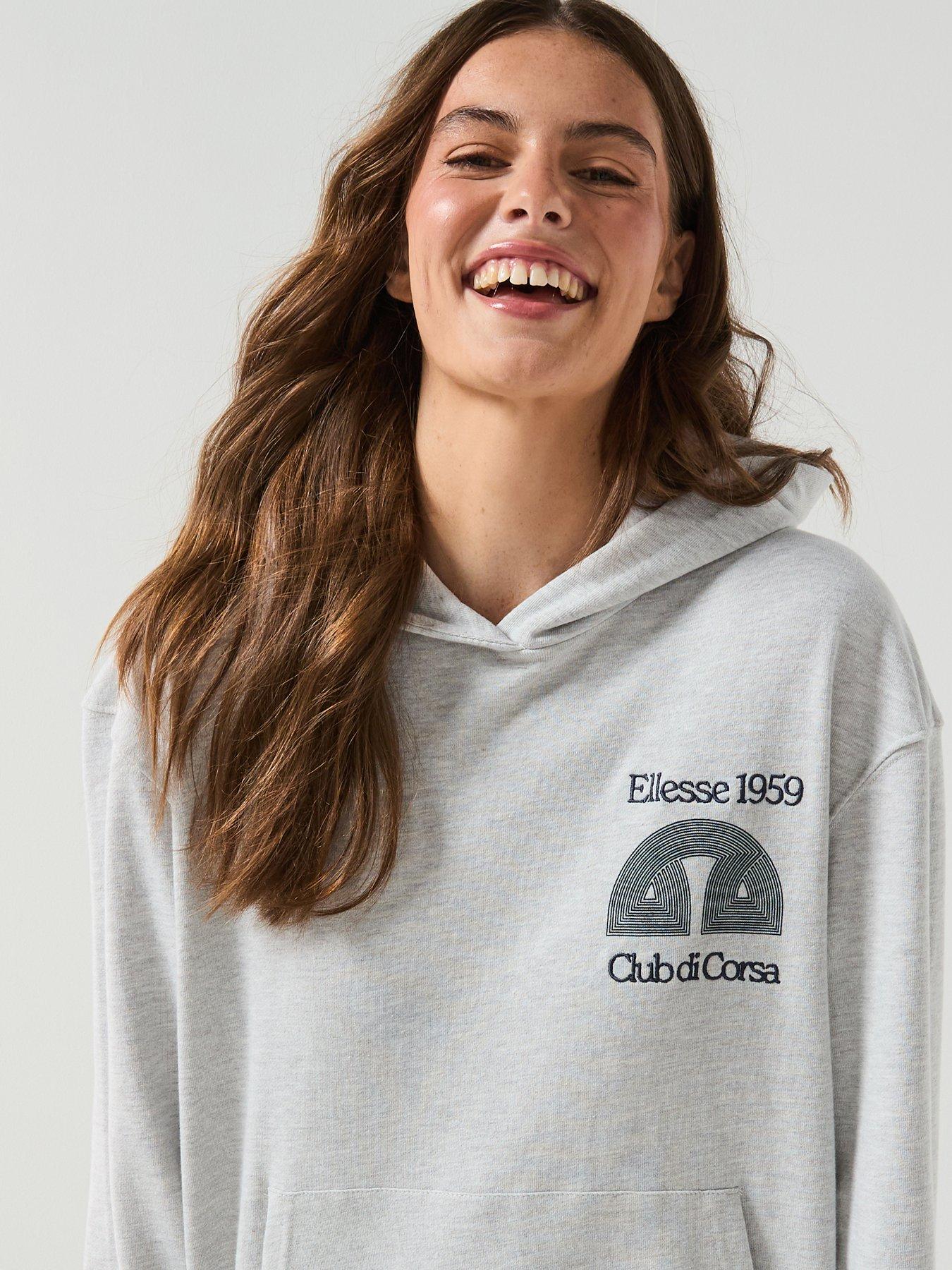  image of ellesse-womens-club-di-corsa-hoodie-light-grey
