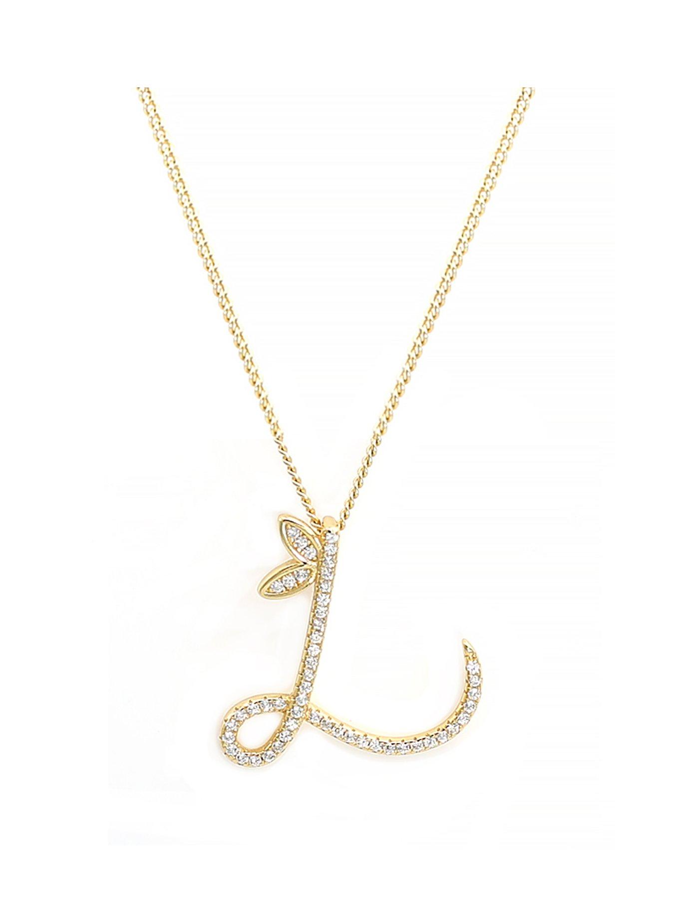 Say It With 1 Inch Winged Full Cz Stones Initial Necklace - Gold A-Z - L