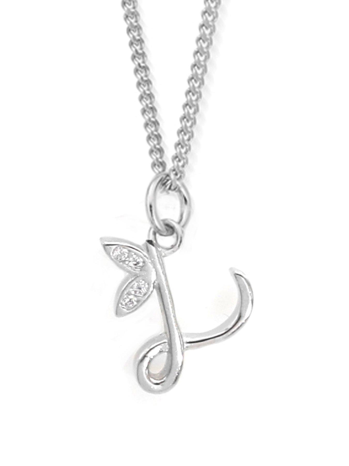 Say It With Dainty Winged Initial Charm Necklace - Sterling Silver A-Z - M