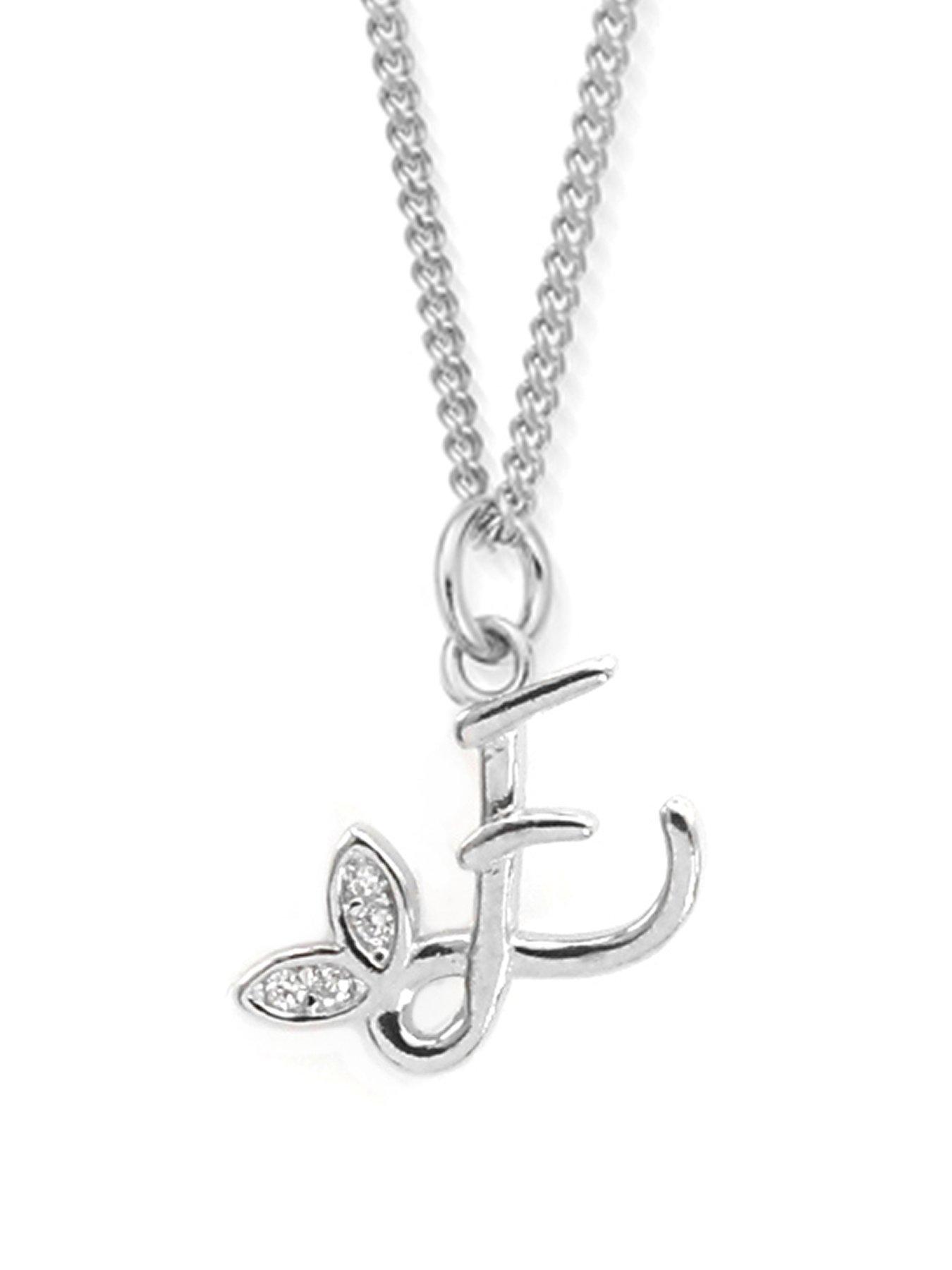 Say It With Dainty Winged Initial Charm Necklace - Sterling Silver A-Z - M