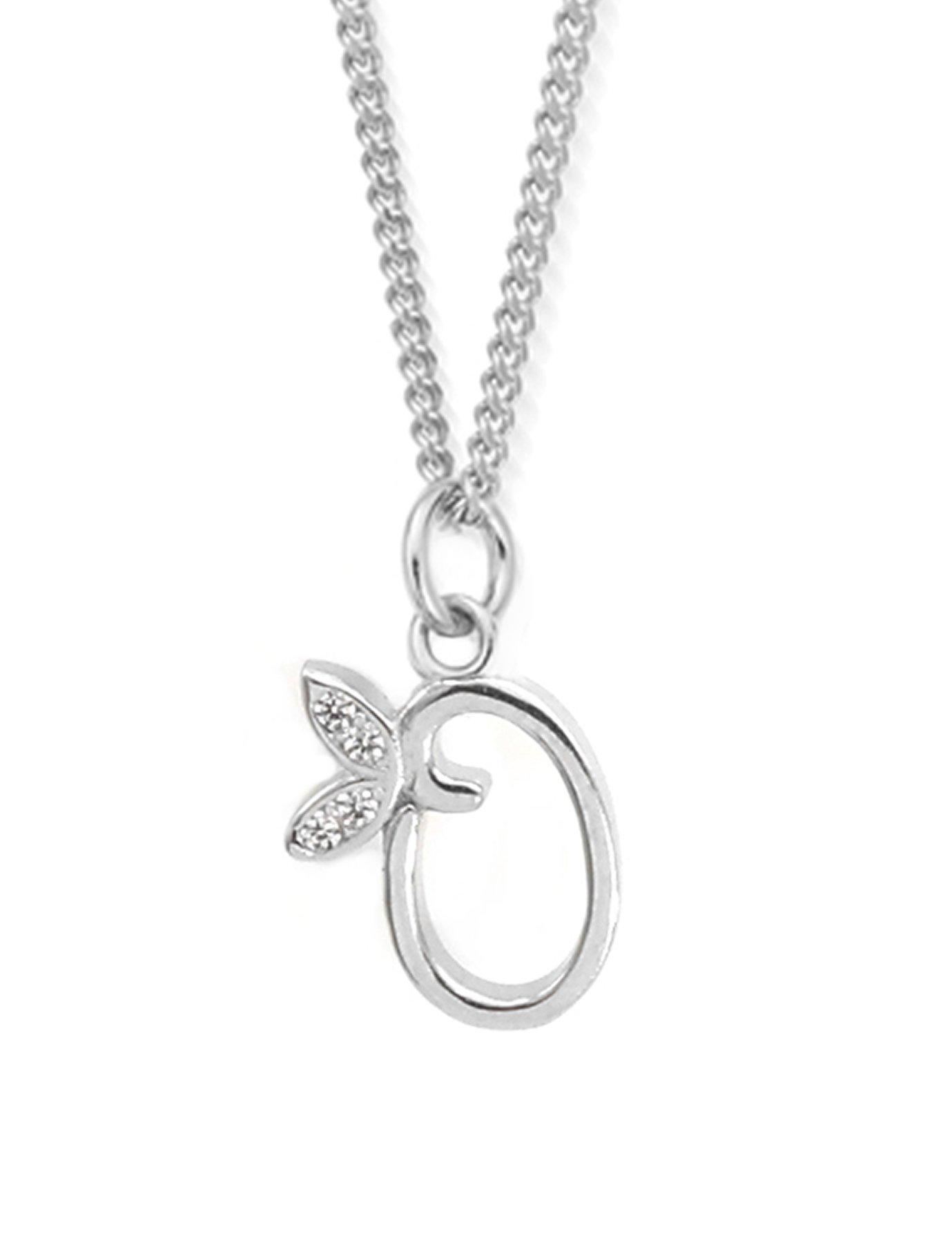Say It With Dainty Winged Initial Charm Necklace - Sterling Silver A-Z - M
