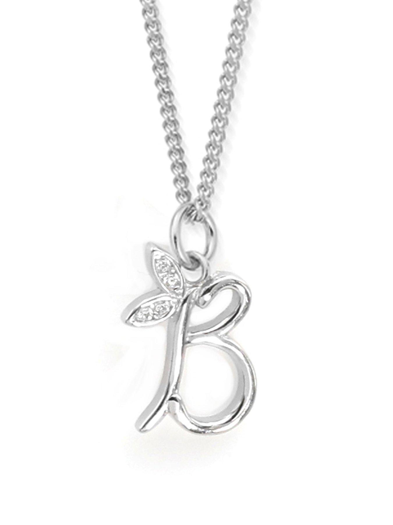 Say It With Dainty Winged Initial Charm Necklace - Sterling Silver A-Z - M