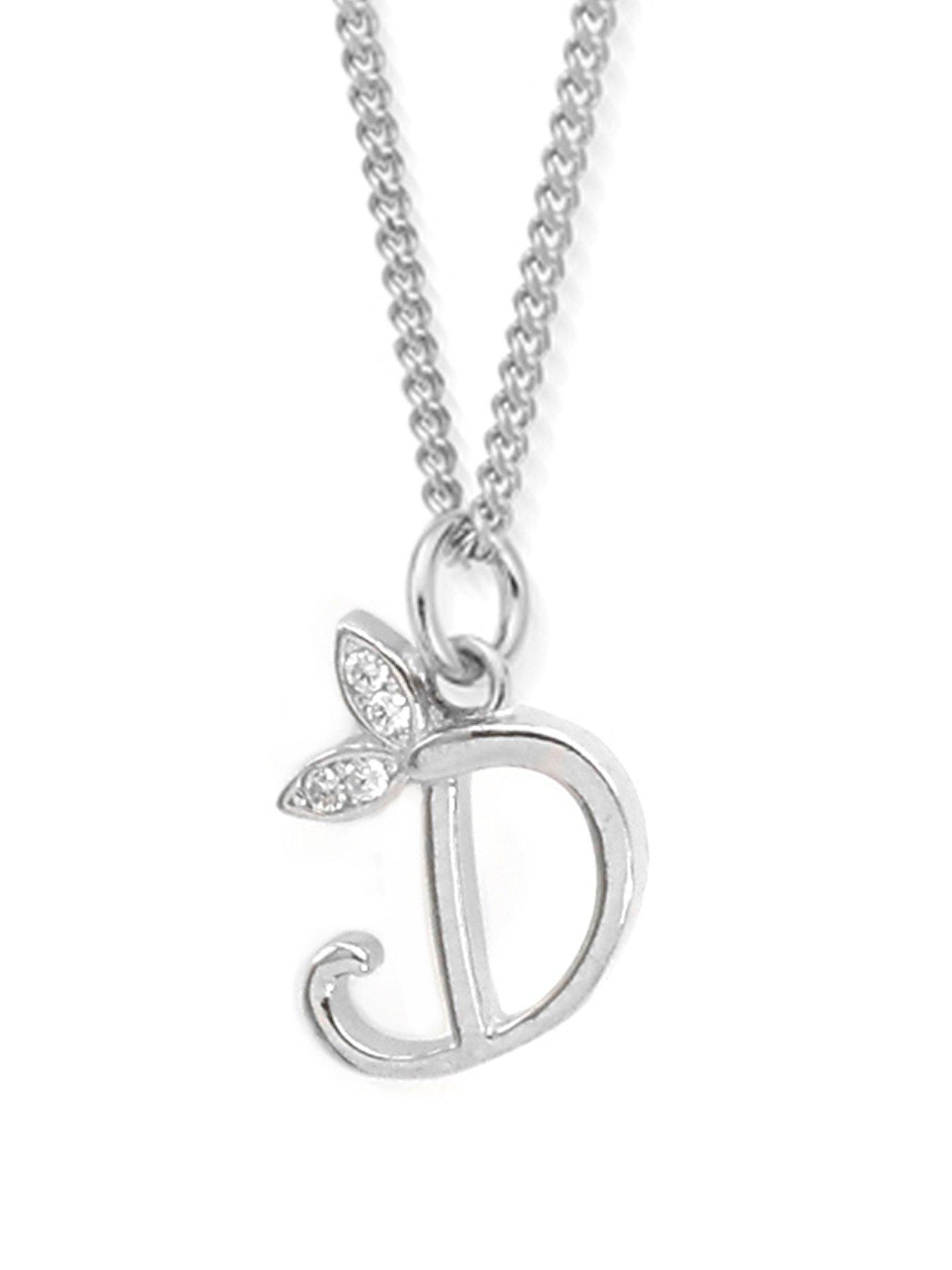 Say It With Dainty Winged Initial Charm Necklace - Sterling Silver A-Z - M