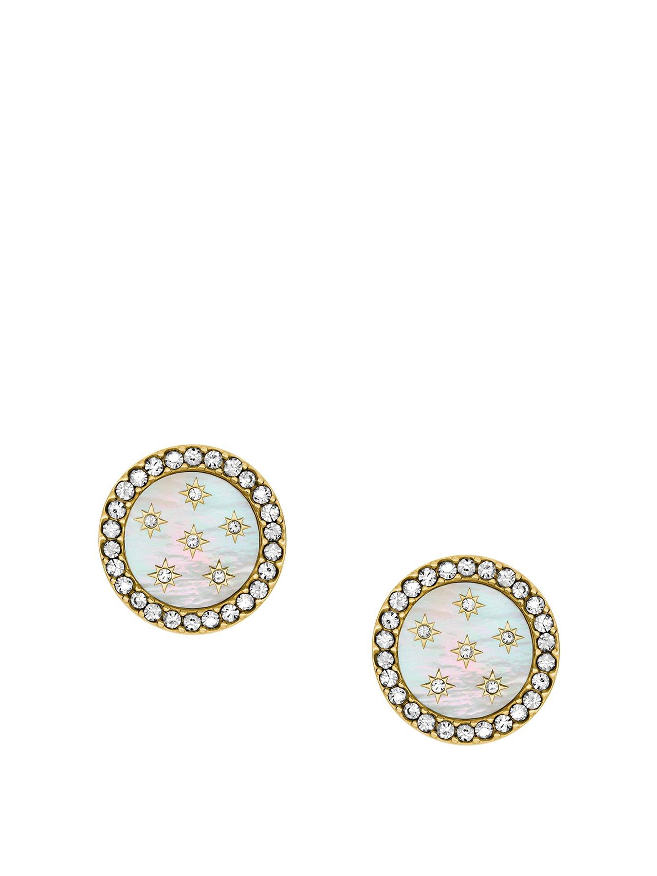 undefined Women's Classic Mother-of-Pearl Gold-Tone Stainless Steel Stud Earrings, JF04868710