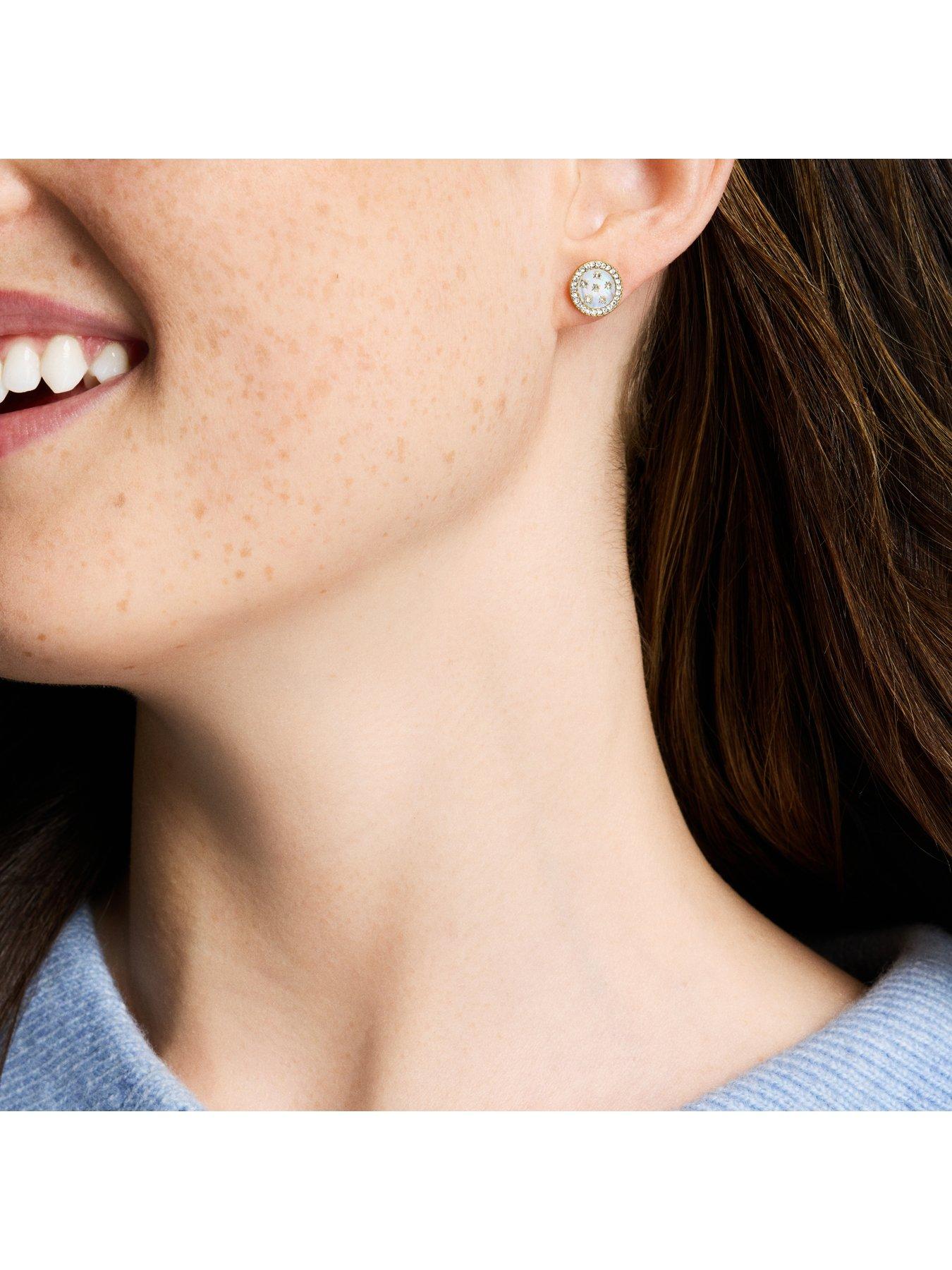 Image 2 of 4 of Fossil Women's Classic Mother-of-Pearl Gold-Tone Stainless Steel Stud Earrings, JF04868710