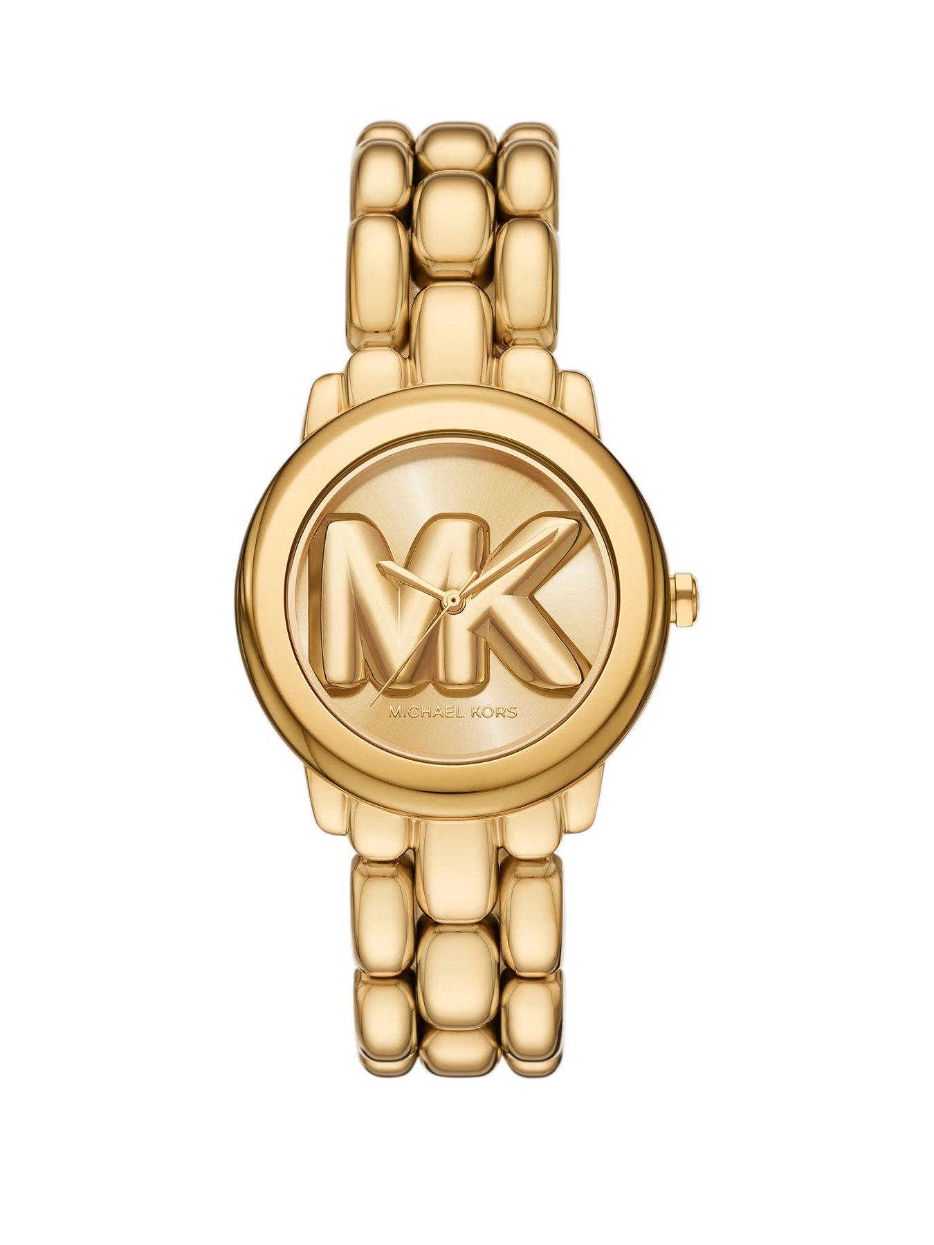  image of michael-kors-womens-phoebe-three-hand-gold-tone-stainless-steel-watch-mk4923