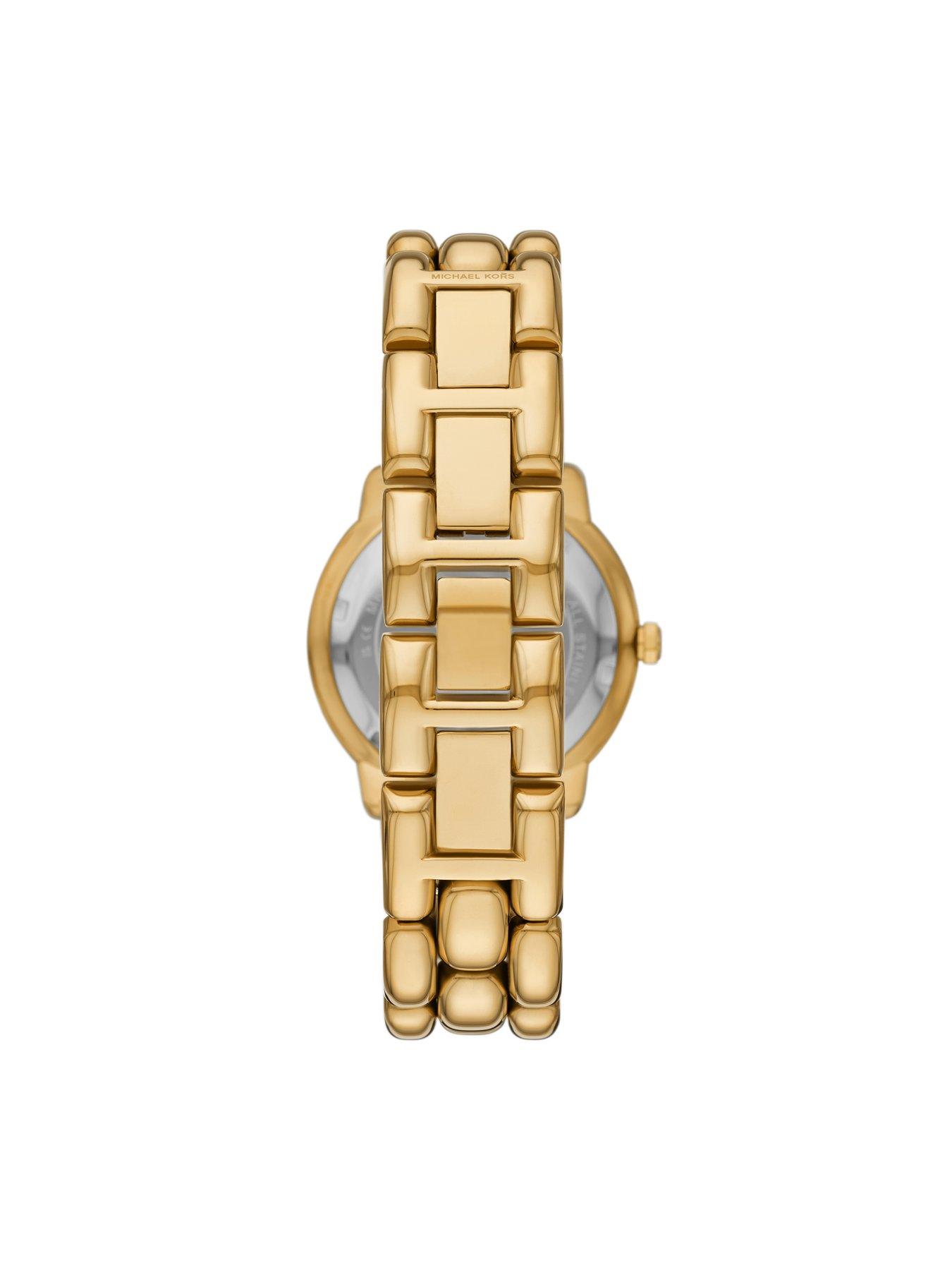  image of michael-kors-womens-phoebe-three-hand-gold-tone-stainless-steel-watch-mk4923