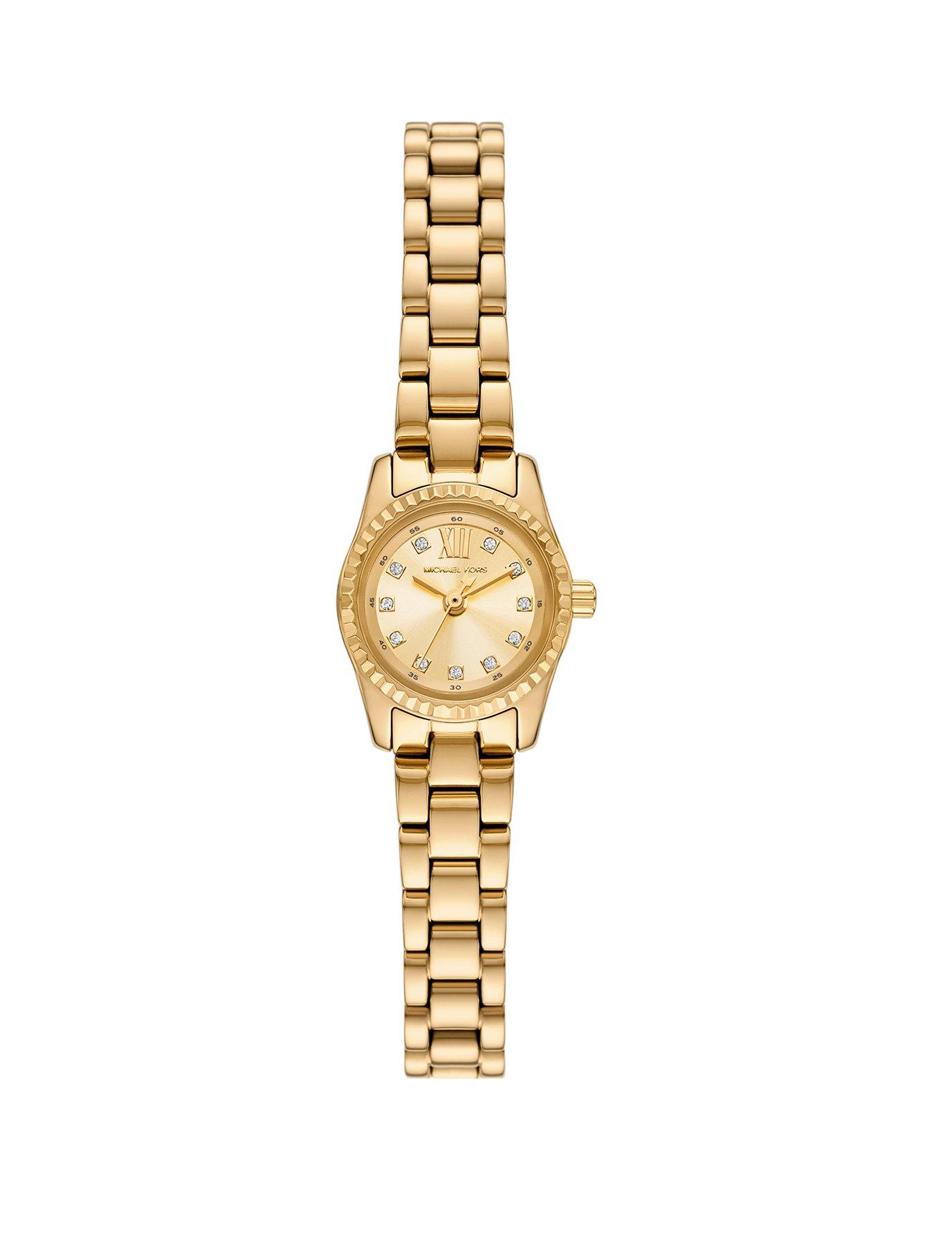 undefined Women's Lexington Three-Hand, Gold-Tone Stainless Steel Watch, MK4862