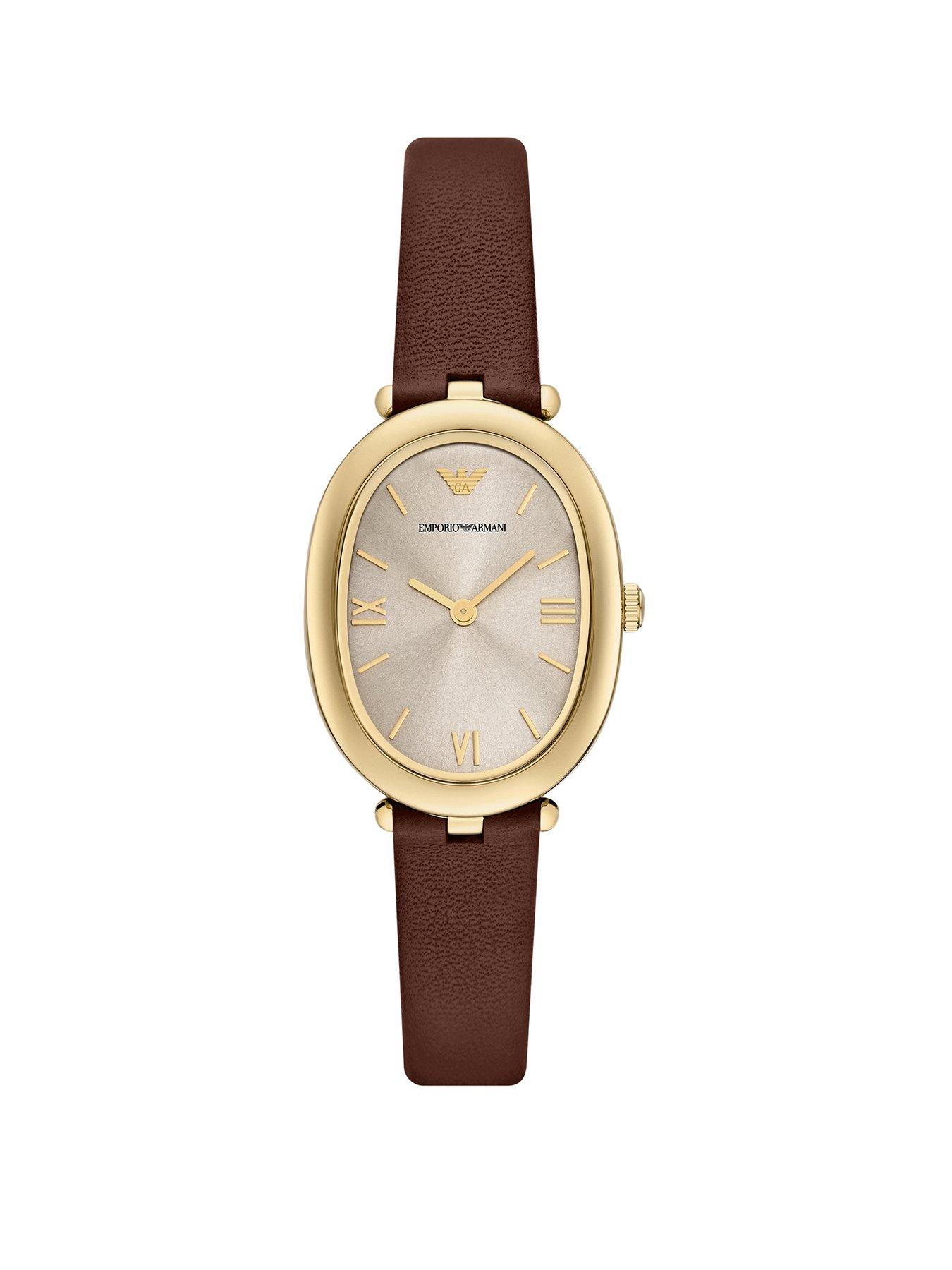 undefined Women's Two-Hand Leather Watch, Ar11708 - Brown