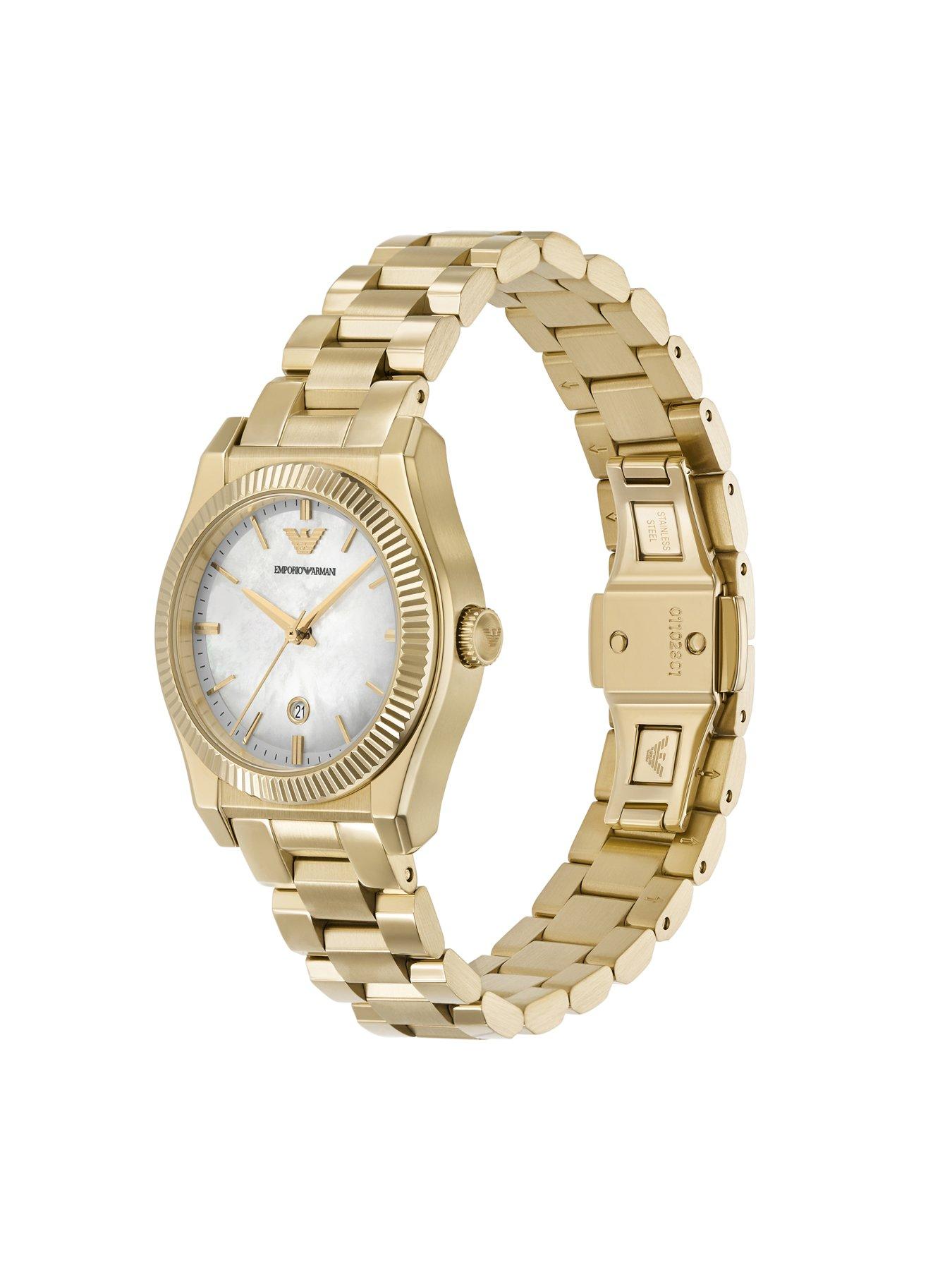 Image 4 of 6 of Emporio Armani Women's Three-Hand Date, -Tone Stainless Steel Watch, Ar11657 - Gold