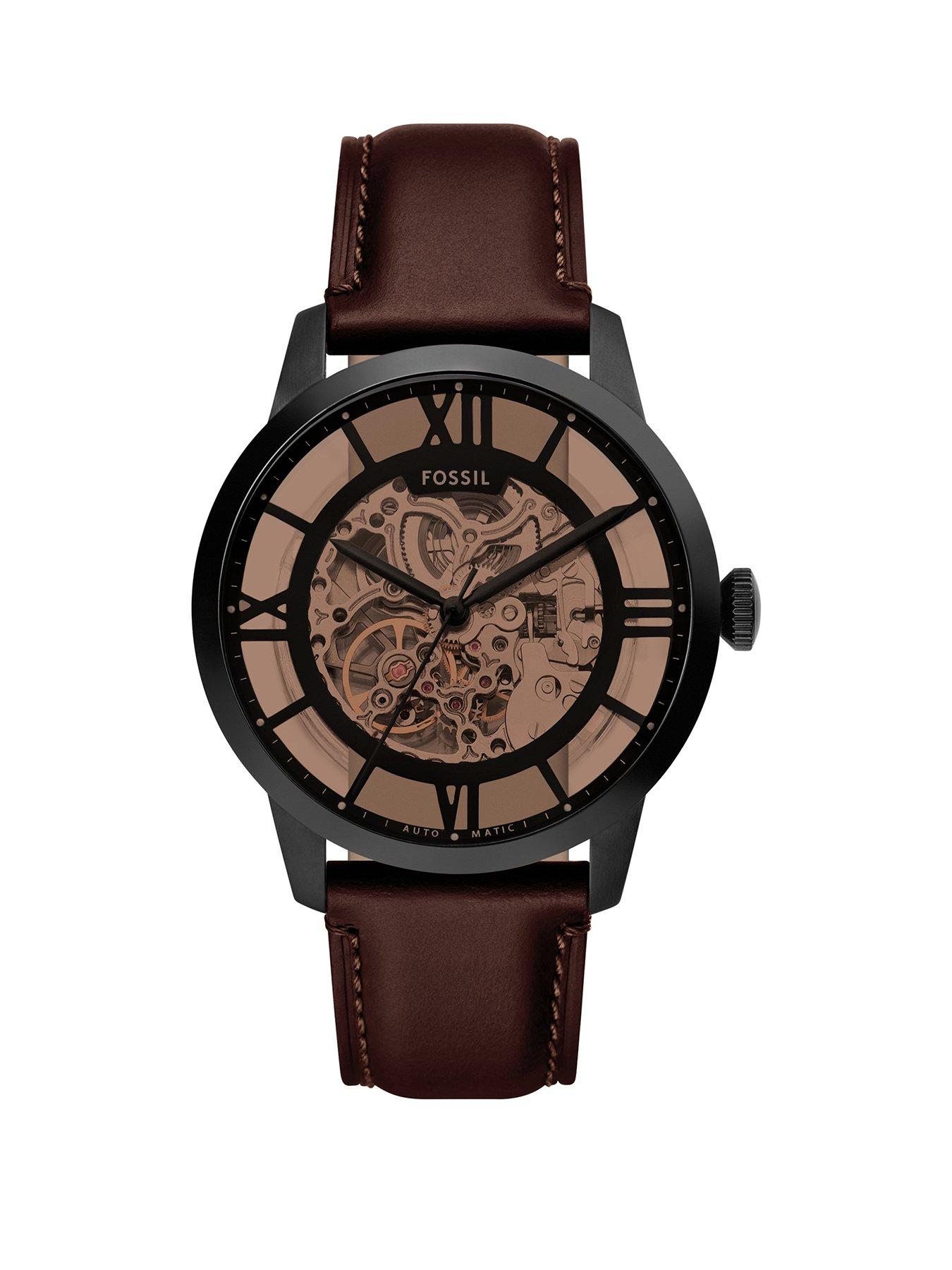 undefined Men's Townsman Automatic, Dark Brown Leather Watch, ME3098