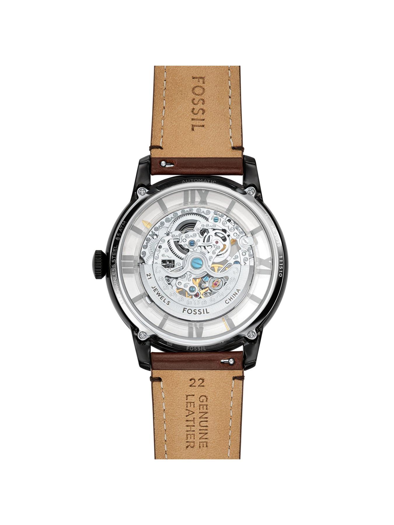 Image 5 of 6 of Fossil Men's Townsman Automatic, Dark Brown Leather Watch, ME3098