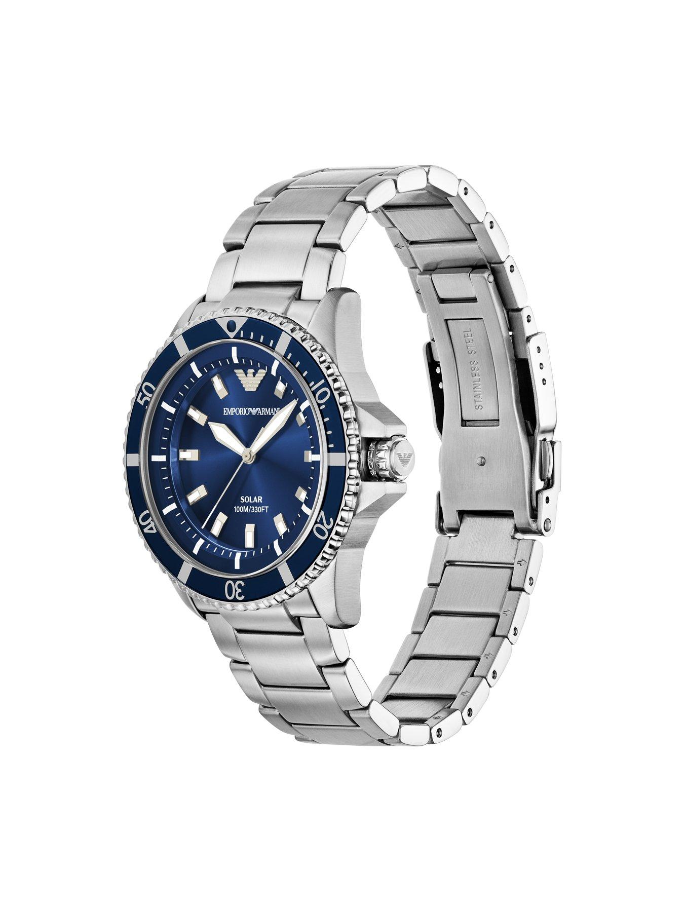 Image 4 of 7 of Emporio Armani Men's World Explorer Solar-Powered 3-Hand Stainless Steel Watch, Ar11697 - Silver
