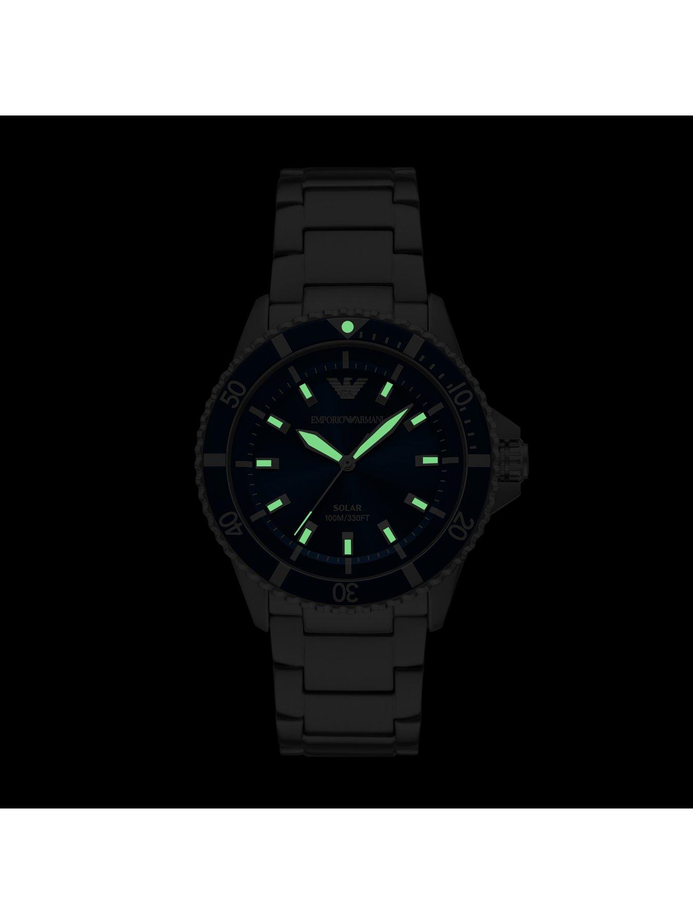 Image 5 of 7 of Emporio Armani Men's World Explorer Solar-Powered 3-Hand Stainless Steel Watch, Ar11697 - Silver