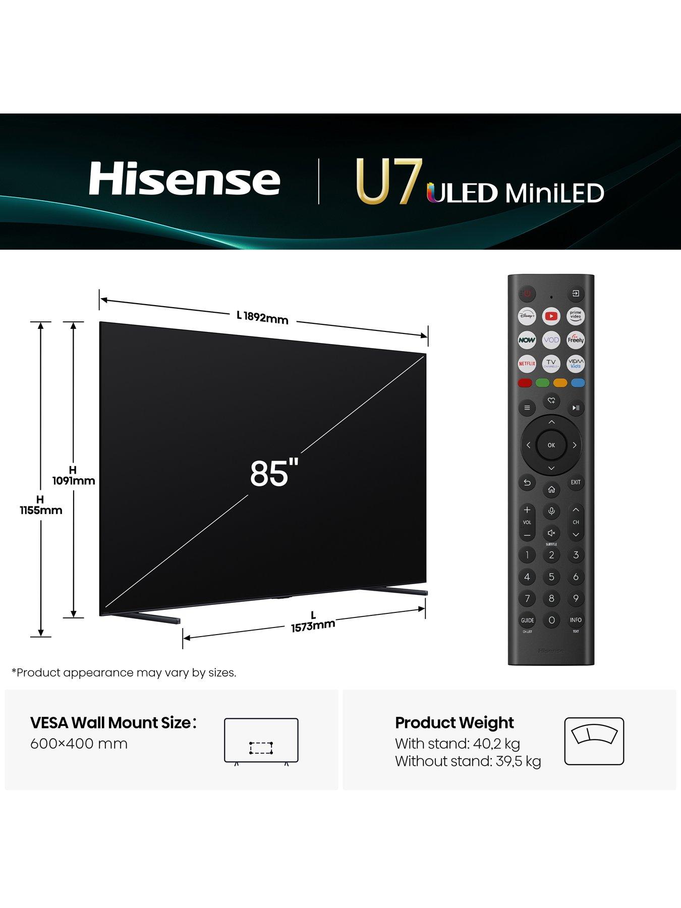 Image 7 of 8 of Hisense U7Q 85" 4K MiniLED QLED 144Hz Smart AI TV with Freely- 85U7QTUK