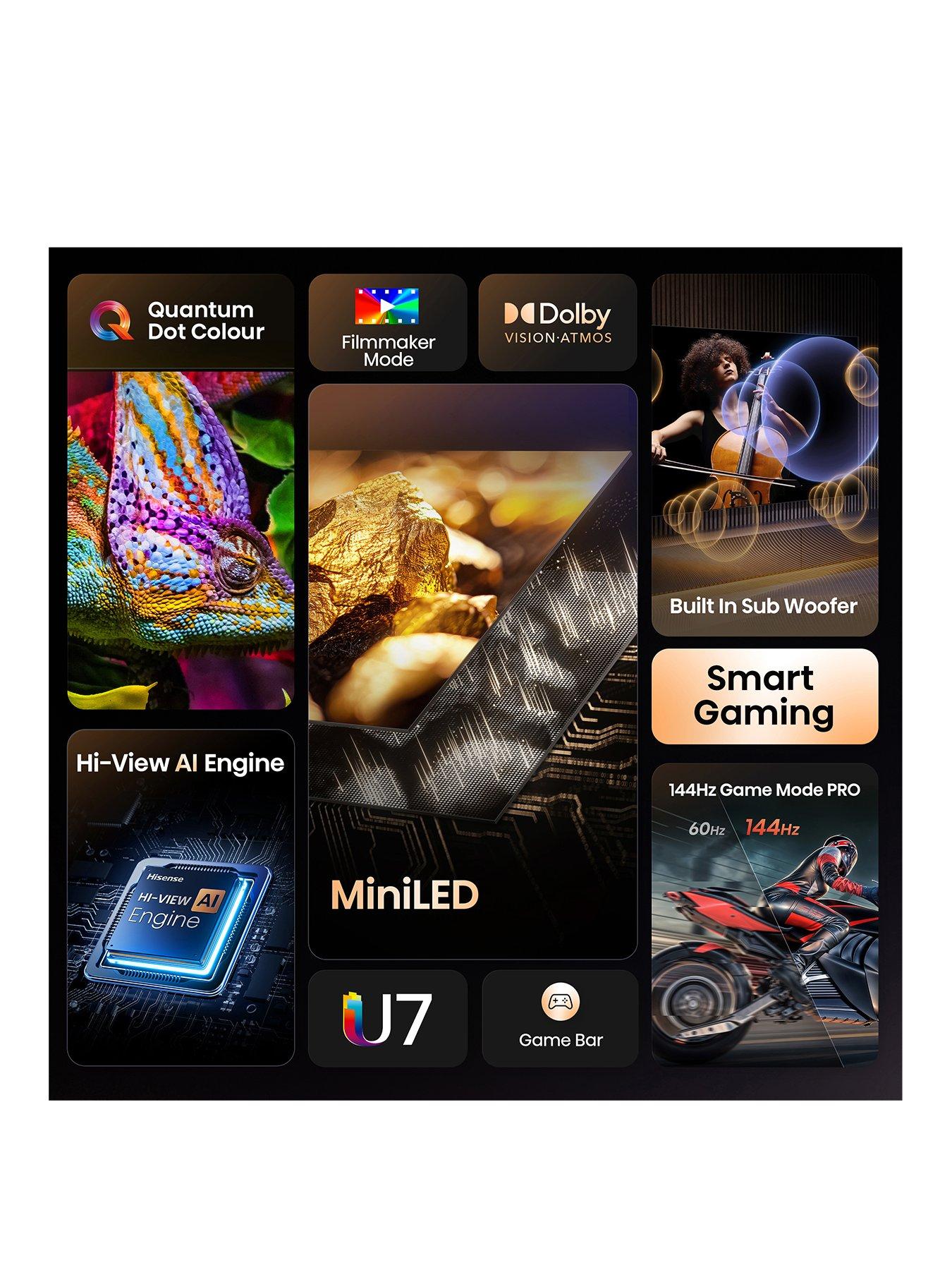 Image 3 of 7 of Hisense Hisense 50" U7QTUK MiniLED QLED 144Hz Smart AI TV with Freely