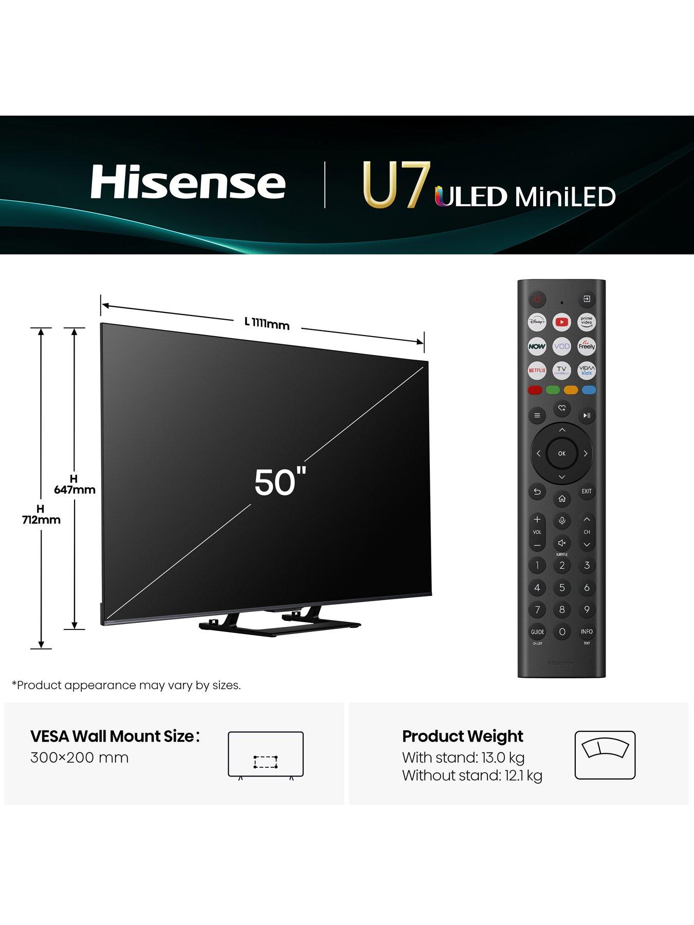 Image 6 of 7 of Hisense Hisense 50" U7QTUK MiniLED QLED 144Hz Smart AI TV with Freely
