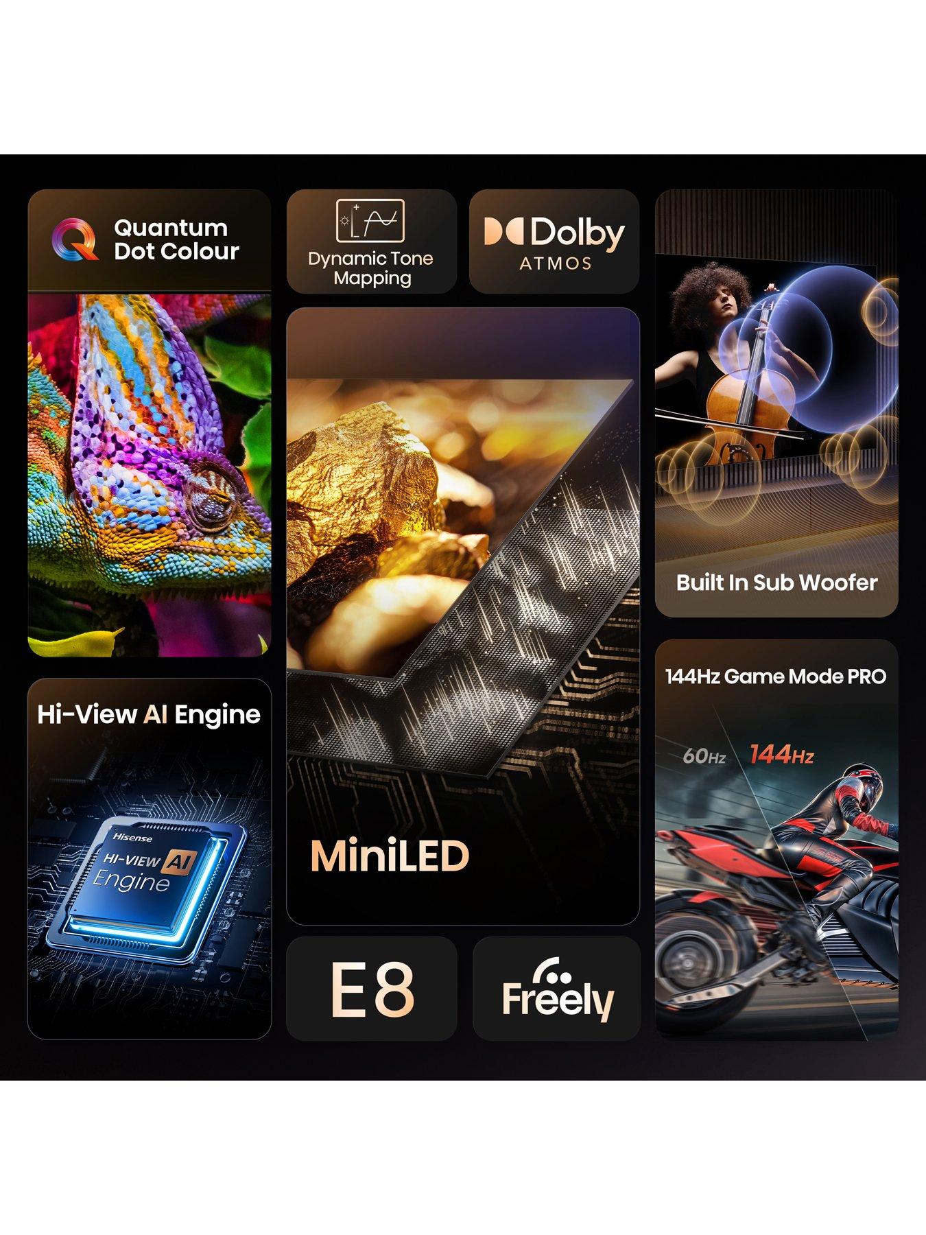 Image 2 of 7 of Hisense 65" 65E8QTUK MiniLED 144Hz Smart AI TV with Freely