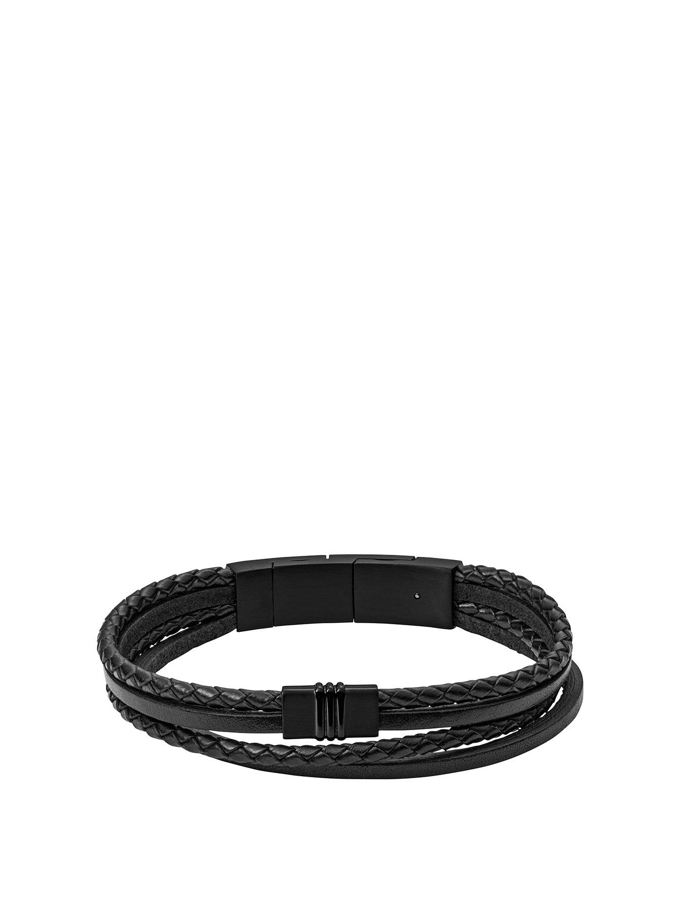 undefined Men's Core Multi-strand Black Leather Bracelet, JF03098001