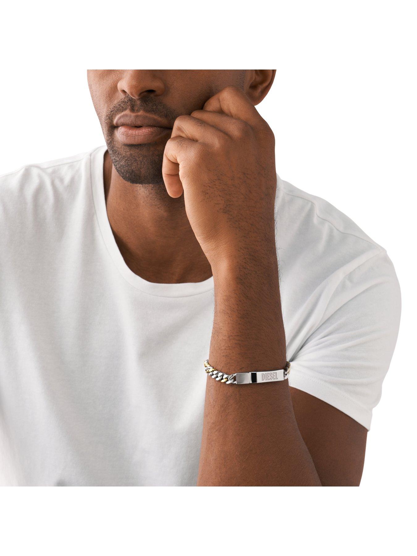 Image 2 of 3 of Diesel Men's 2-Tone Stainless Steel Id Chain Bracelet Dx1457931 - Silver