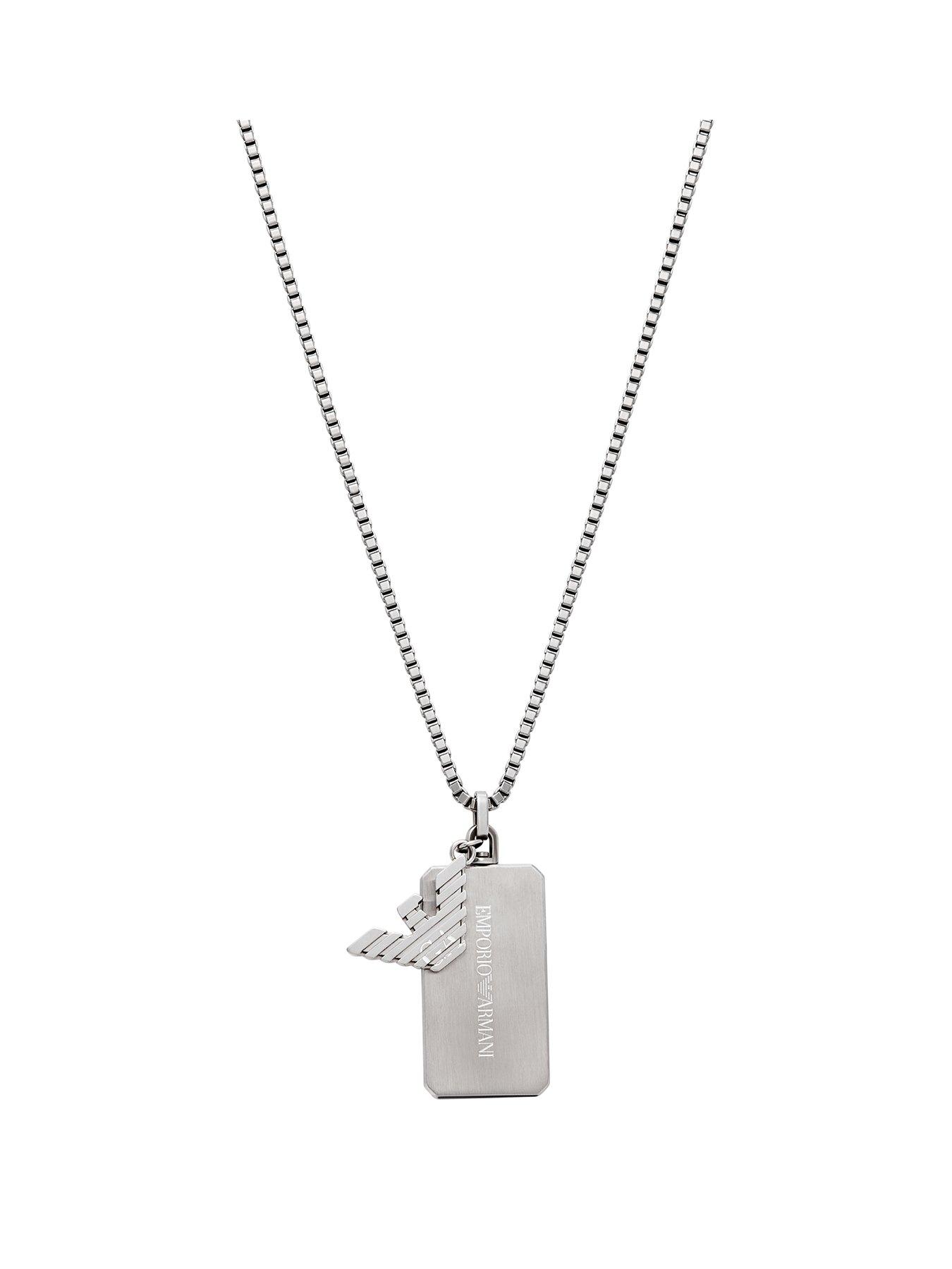 undefined Men's Stainless Steel Dog Tag Necklace Egs3167040 - Silver