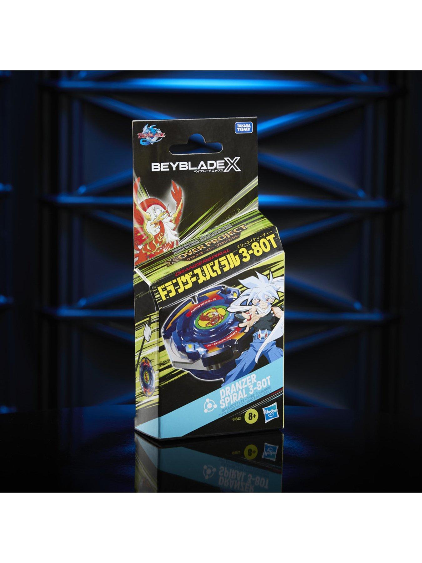 Beyblade X X-Over Project Dranzer Spiral 3-80T Starter Pack Set con Takara Tomy Balance Type Top e Launcher, Battling Tops Gioco Giocattoli, Età 8