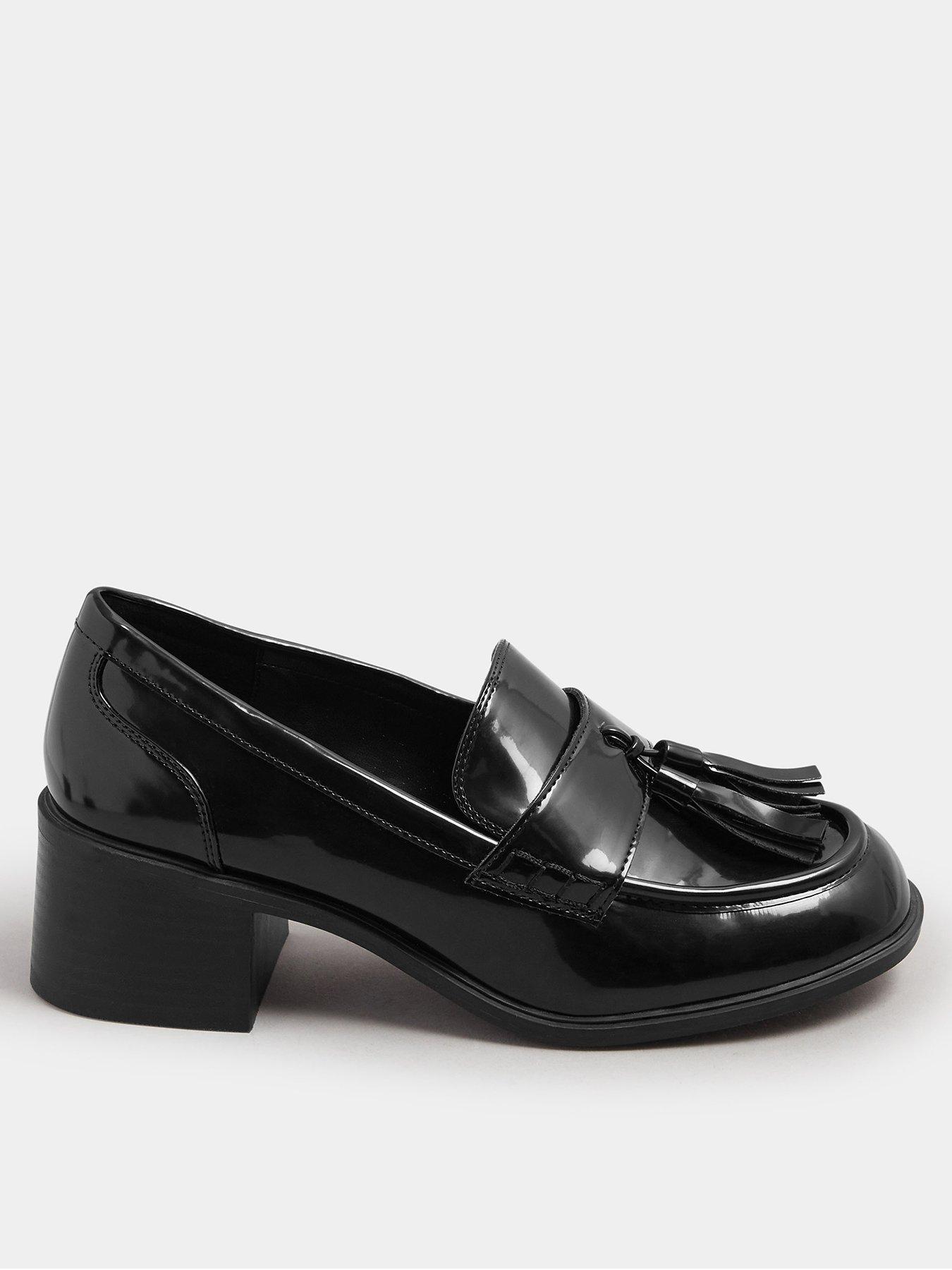 Image 1 of 4 of Yours Extra Wide Fit Heeled Tassel Loafer - Black