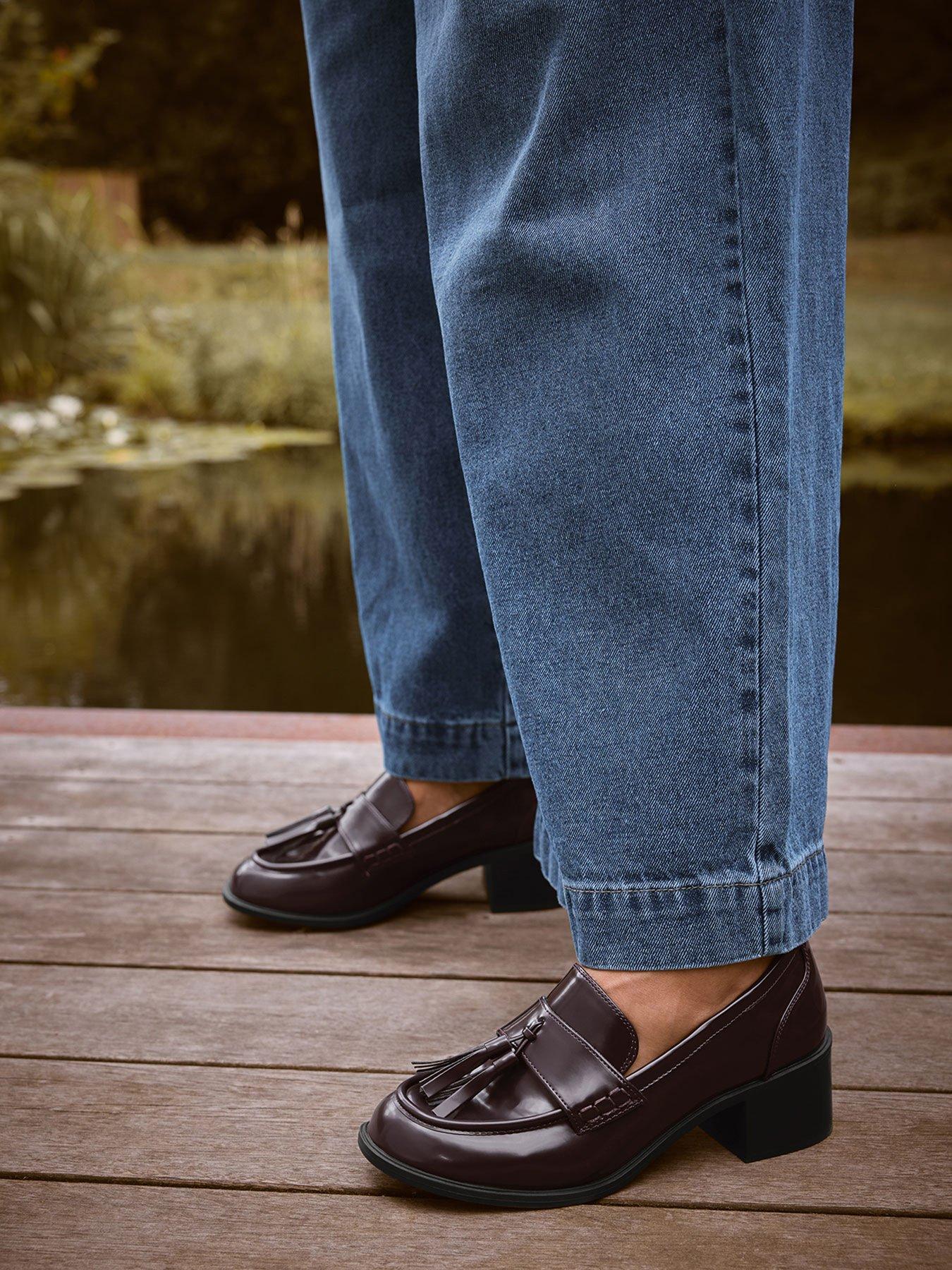 undefined Extra Wide Fit Heeled Tassel Loafer - Red