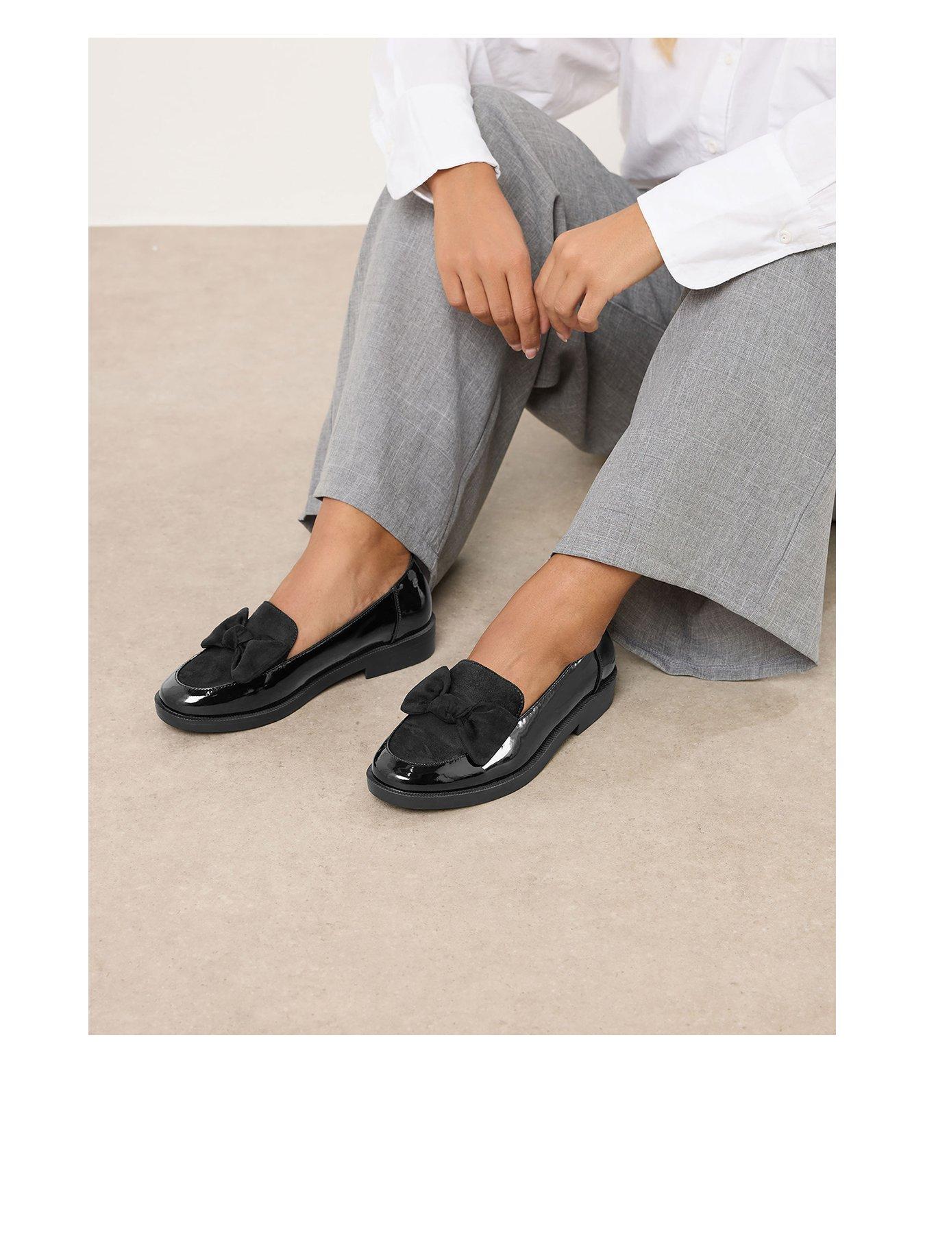 Image 1 of 4 of Yours Extra Wide Fit Bow Patent Loafer - Black