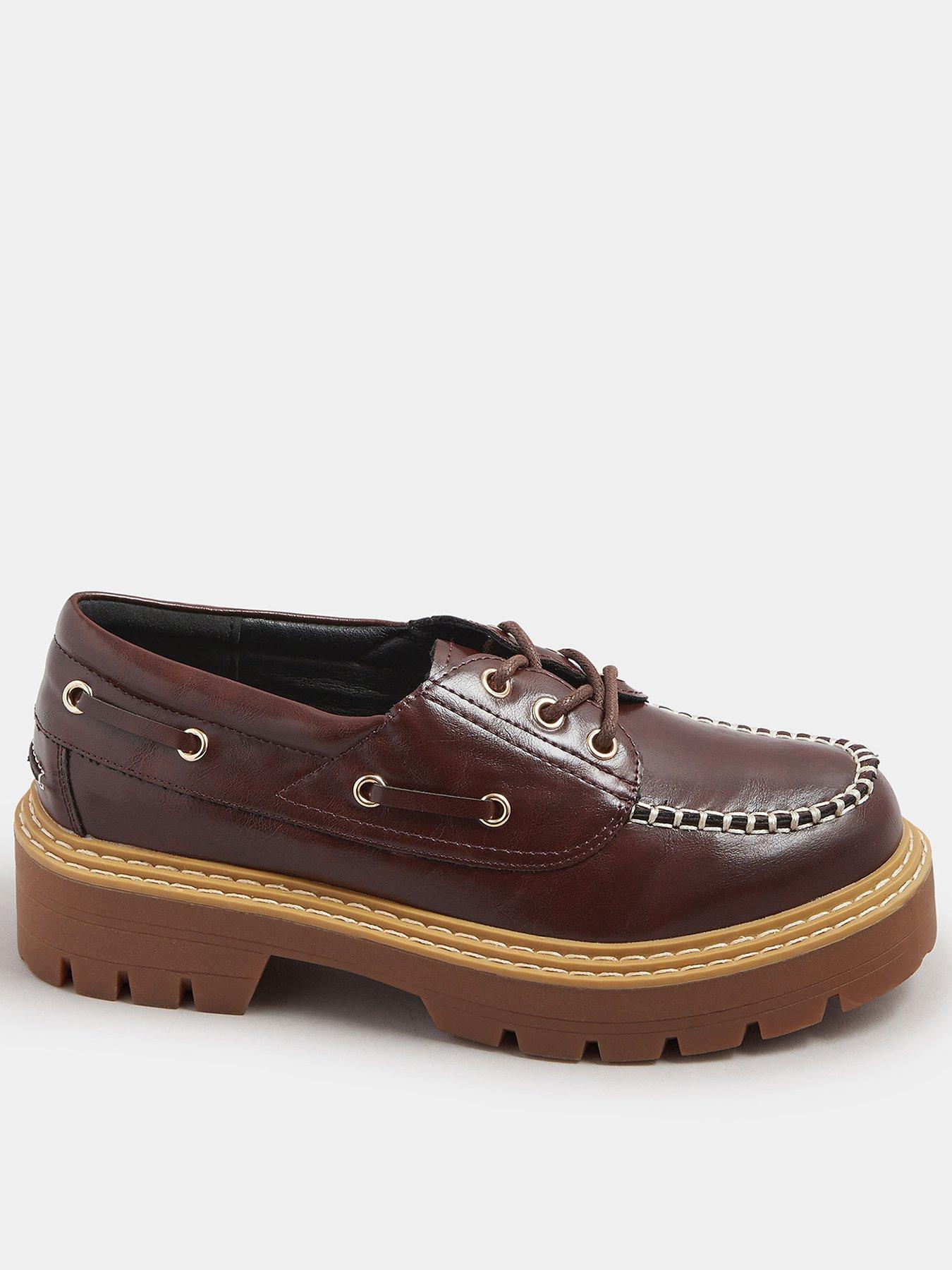 yours-extra-wide-fit-chunky-lace-up-boat-shoe-brown