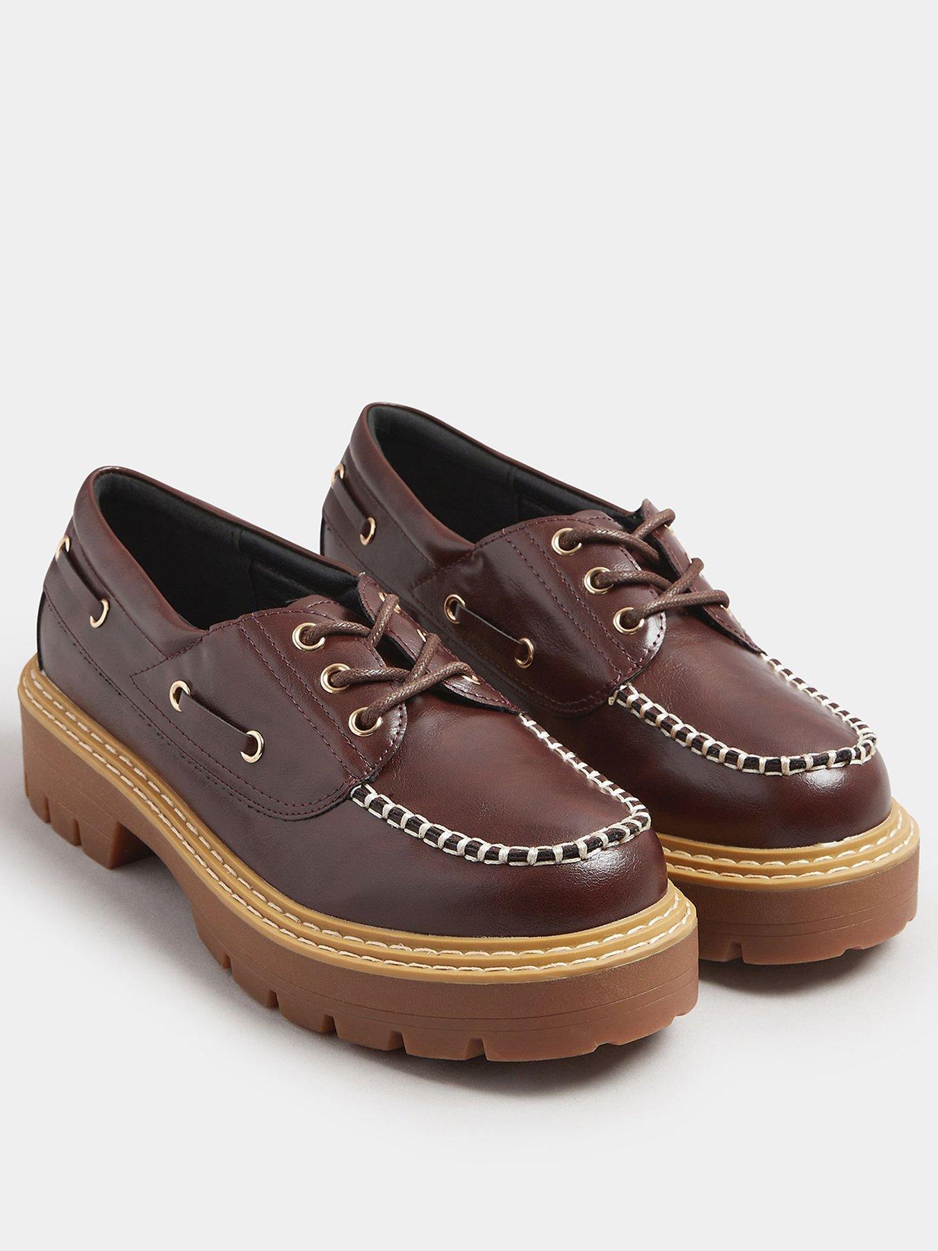  image of yours-extra-wide-fit-chunky-lace-up-boat-shoe-brown