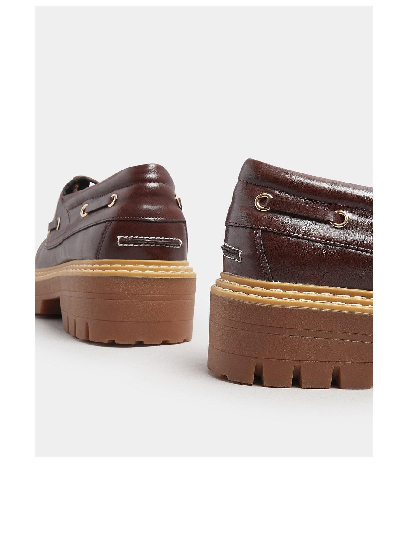 image of yours-extra-wide-fit-chunky-lace-up-boat-shoe-brown