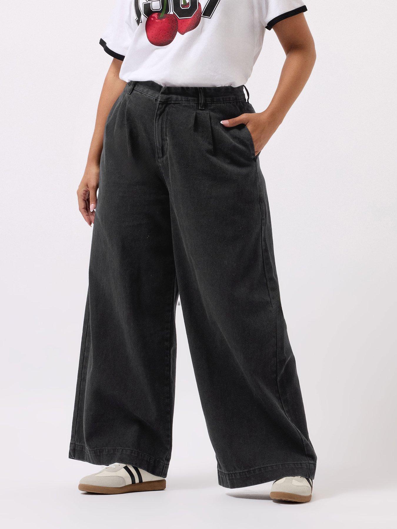 undefined Curve Wide Leg Formal Jean - Black