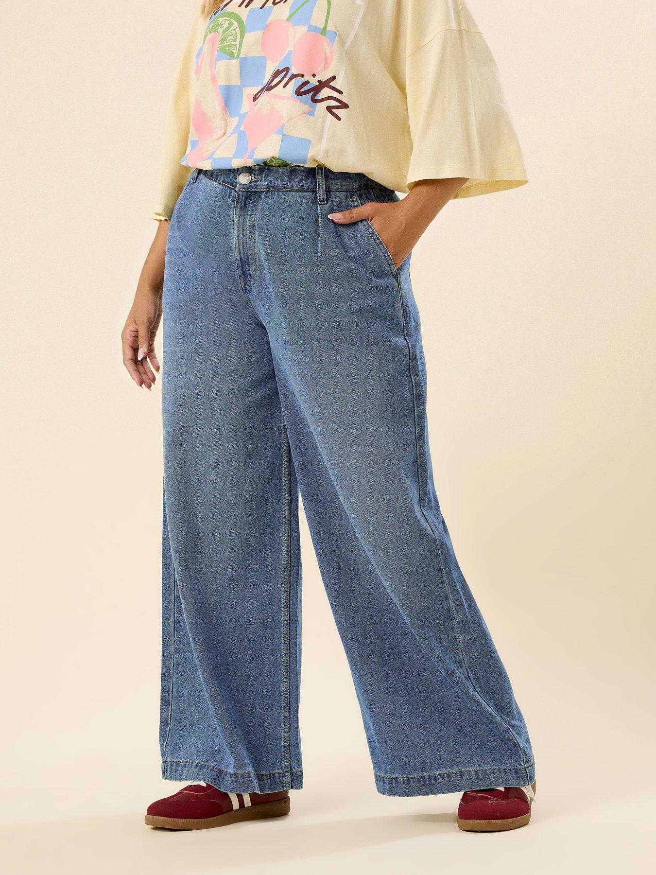 undefined Curve Rigid Palazzo Jean - Blue