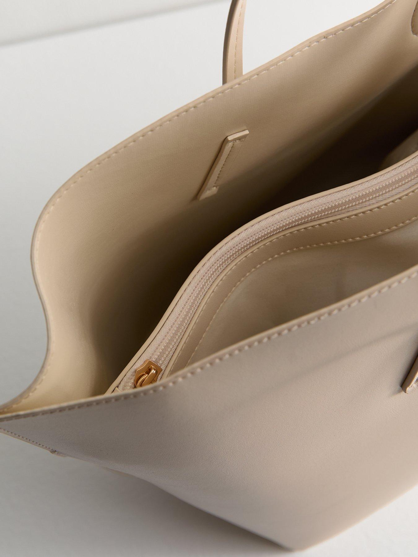 Image 5 of 5 of New Look Faux Leather Winged Tote Bag - Cream