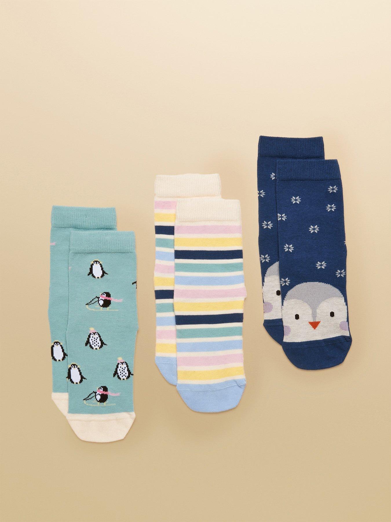 Joules Girls 3 Pack Penguin Socks - Multi