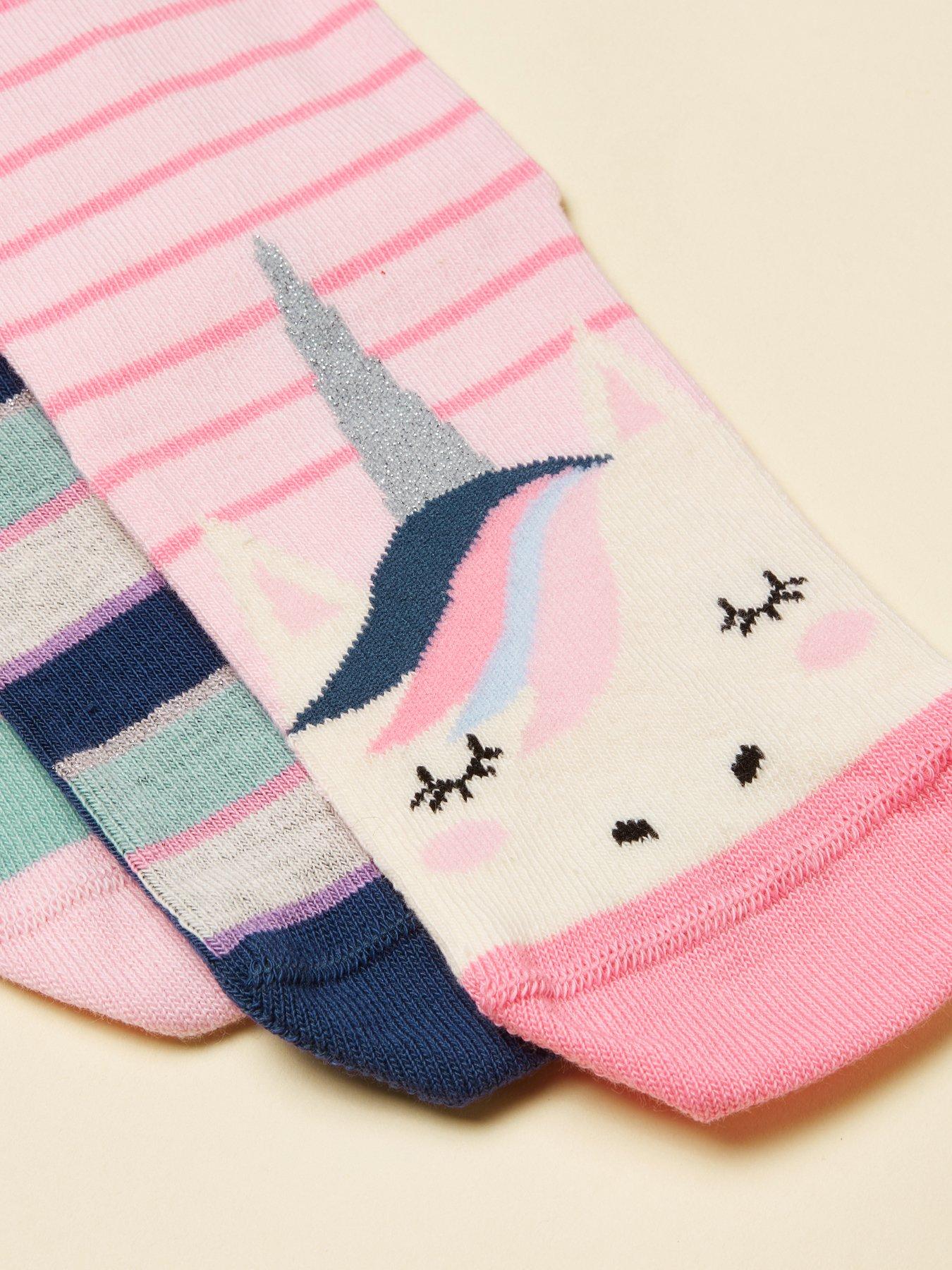  image of joules-girls-3-pack-unicorn-socks-multi