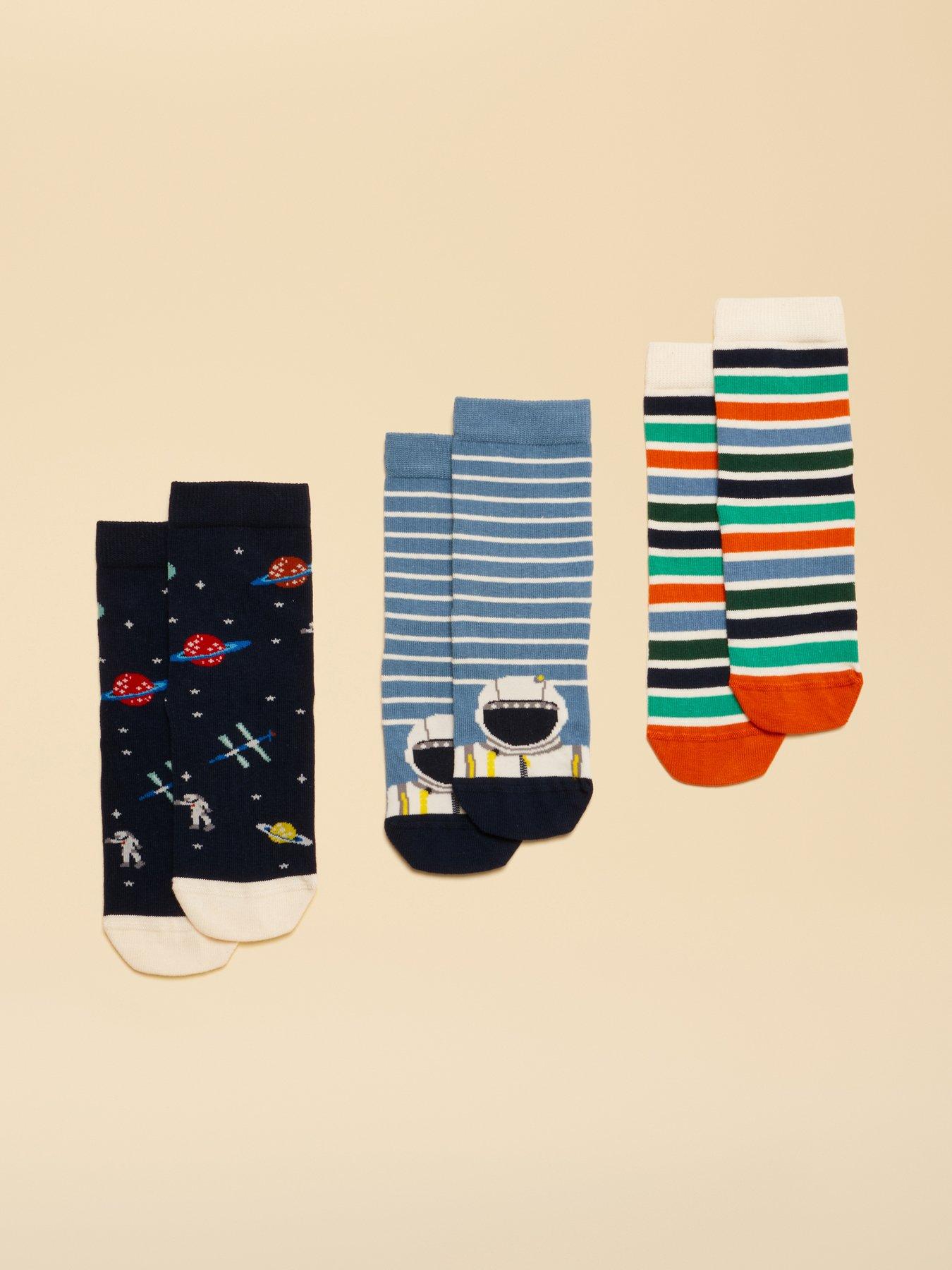 Joules Boys 3 Pack Space Socks - Blue