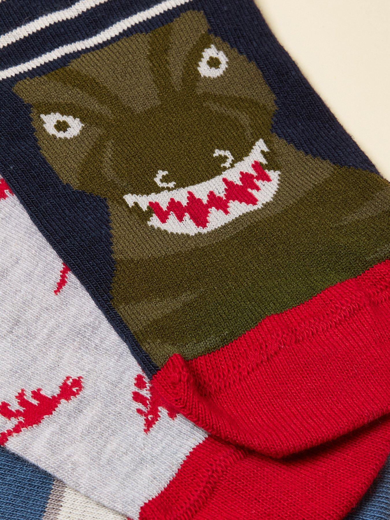 Image 2 of 3 of Joules Boys 3 Pack Dino Socks - Multi