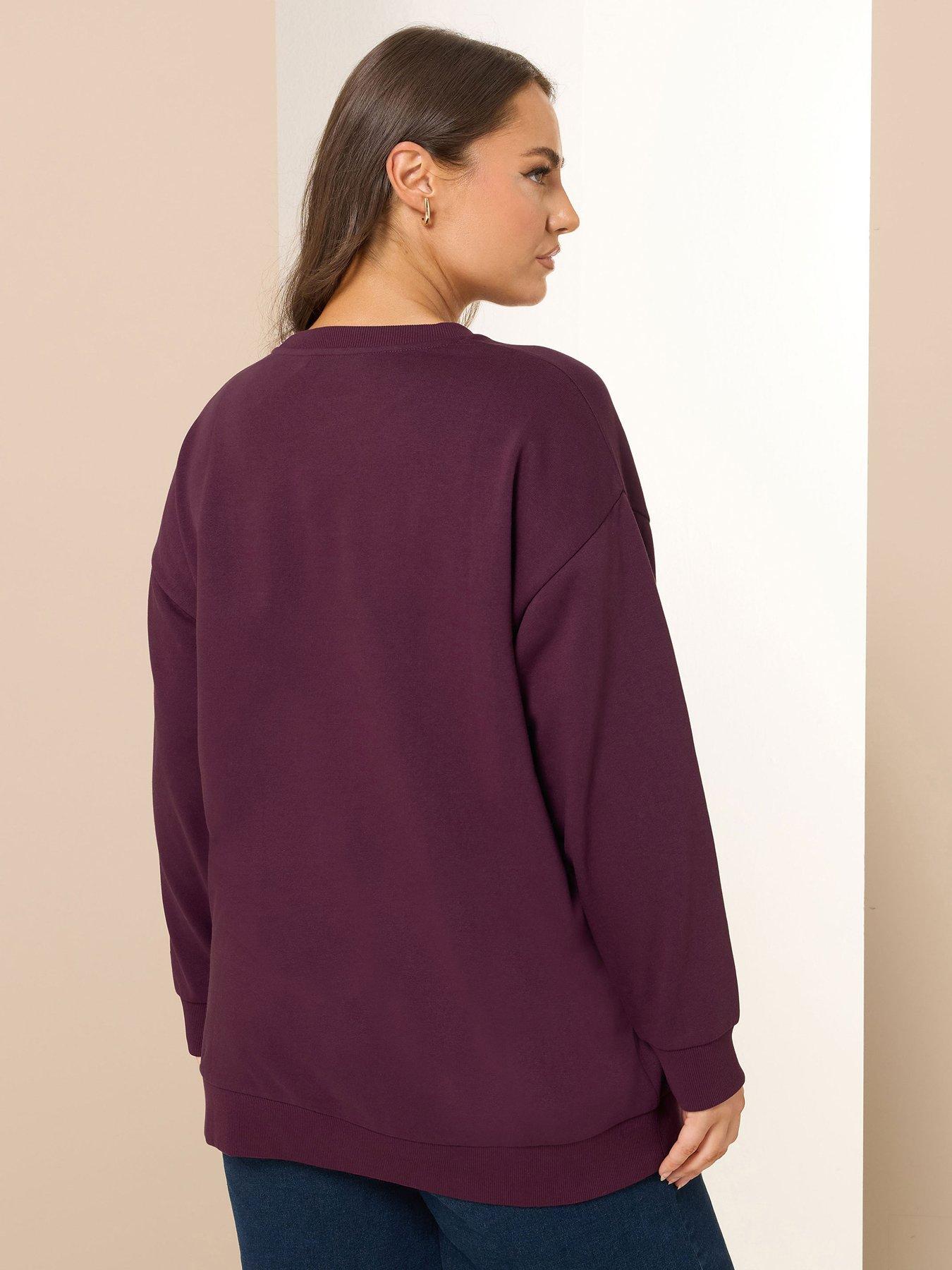 Image 2 of 5 of Yours Curve Crew Neck Sweatshirt - Red