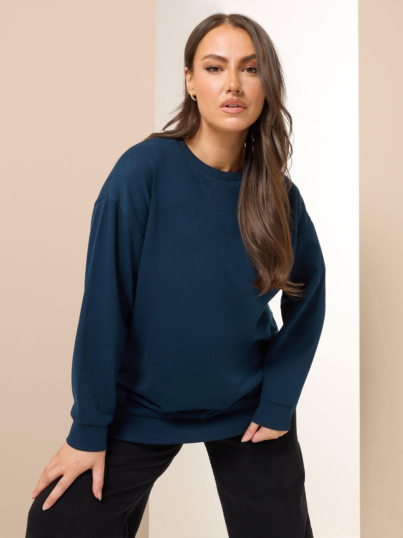 Image 1 of 4 of Yours Curve Crew Neck Sweatshirt - Blue