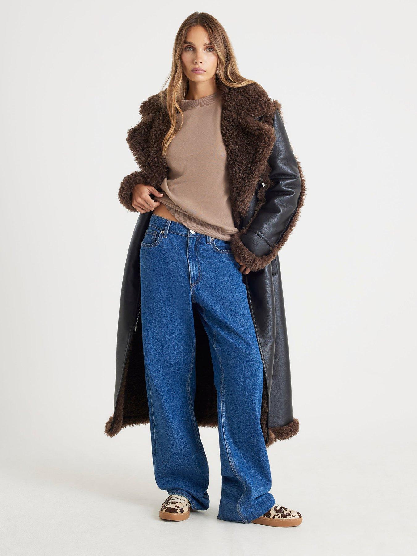  image of river-island-long-sleeve-zip-back-sweatshirt-beige