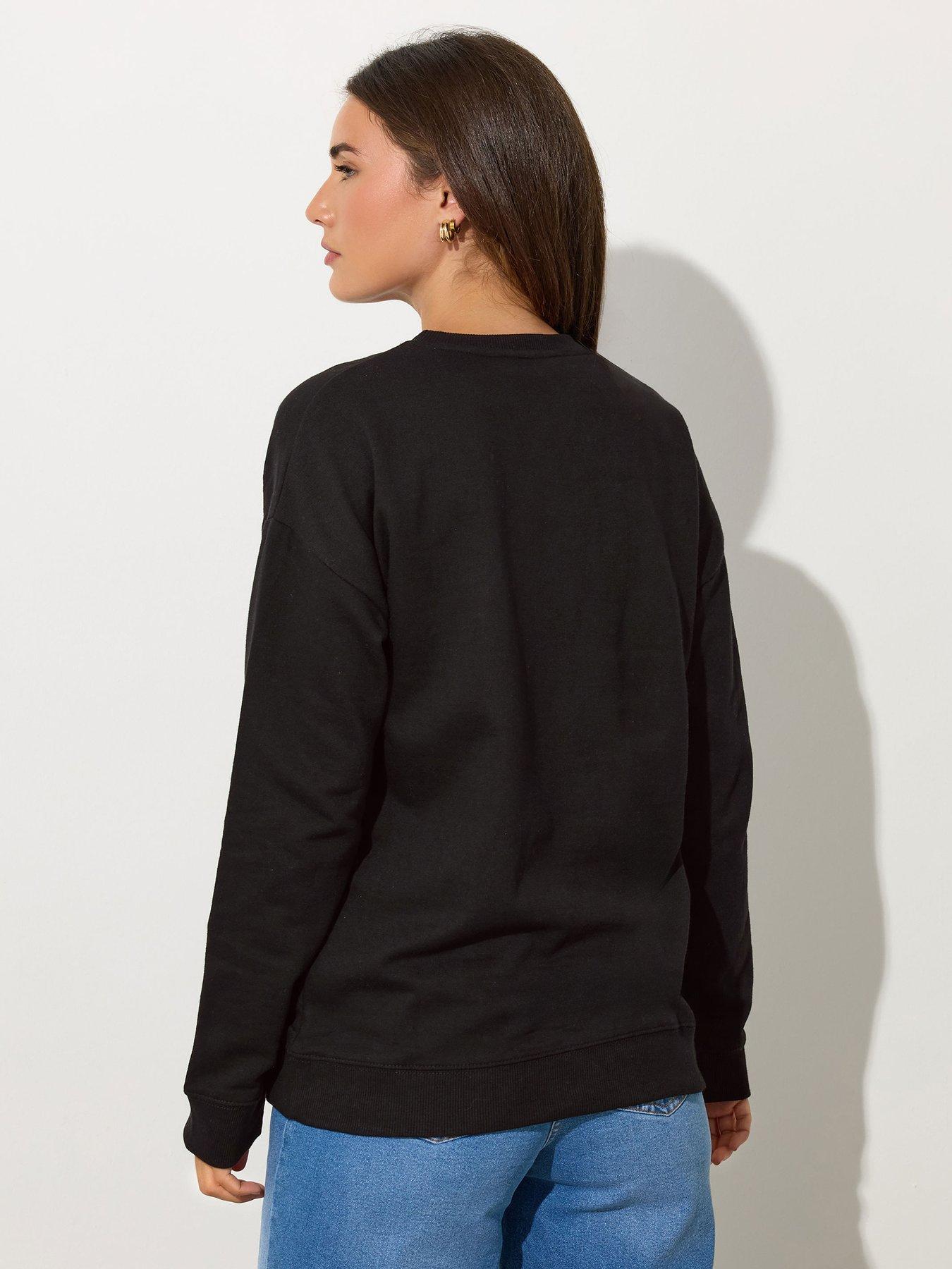 Image 2 of 4 of Long Tall Sally Tall Apres Embroidered Sweatshirt - Black