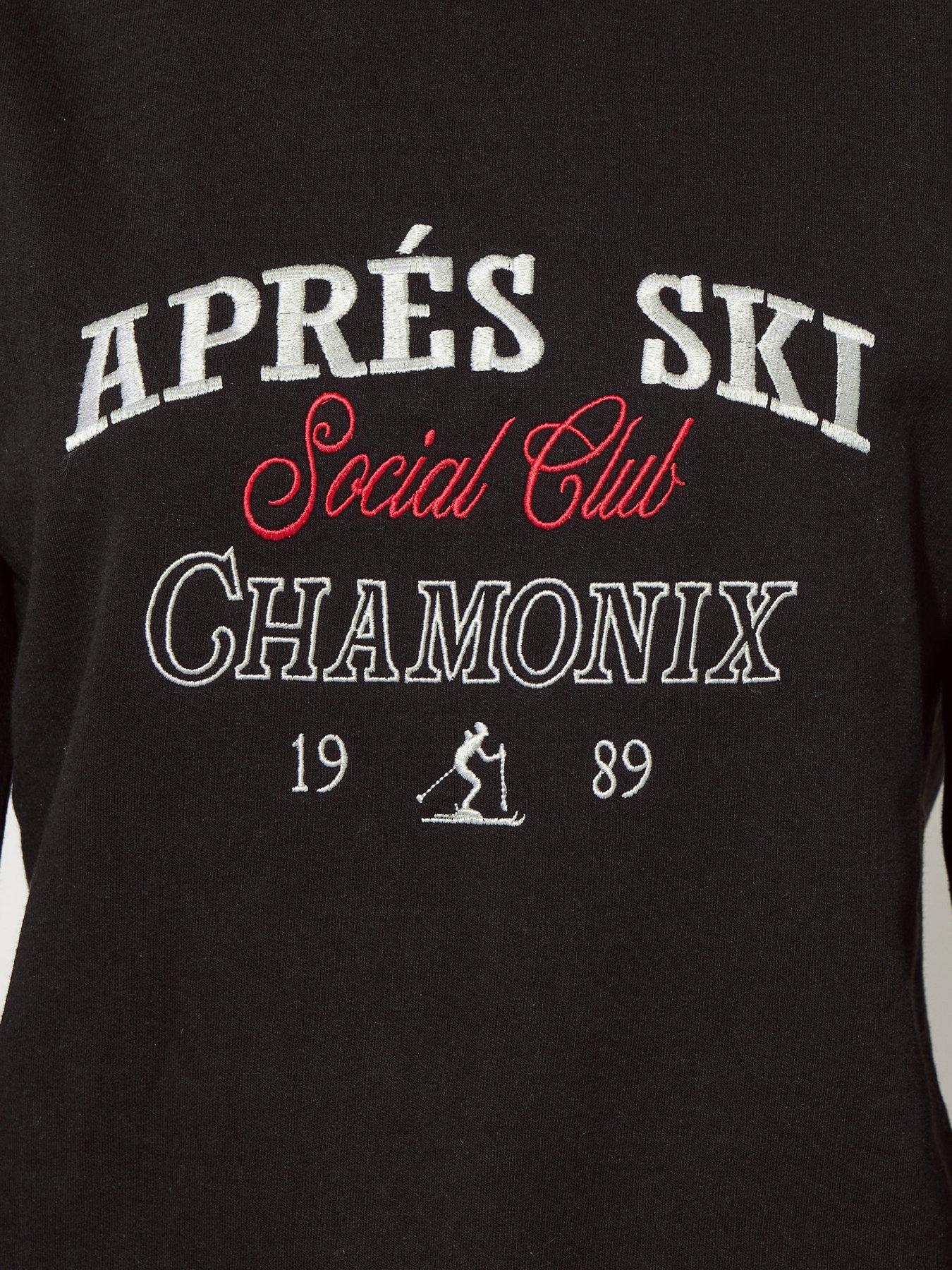 Image 4 of 4 of Long Tall Sally Tall Apres Embroidered Sweatshirt - Black