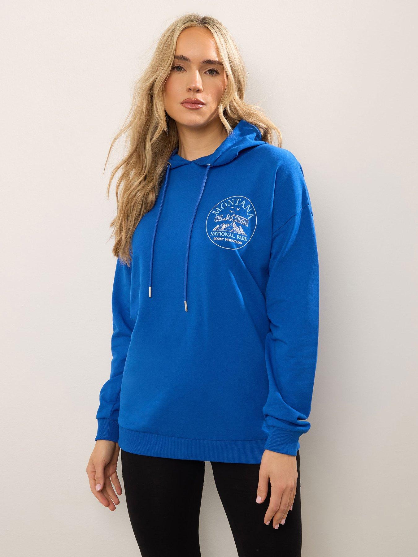 undefined Printed Overhead Hoodie - Blue